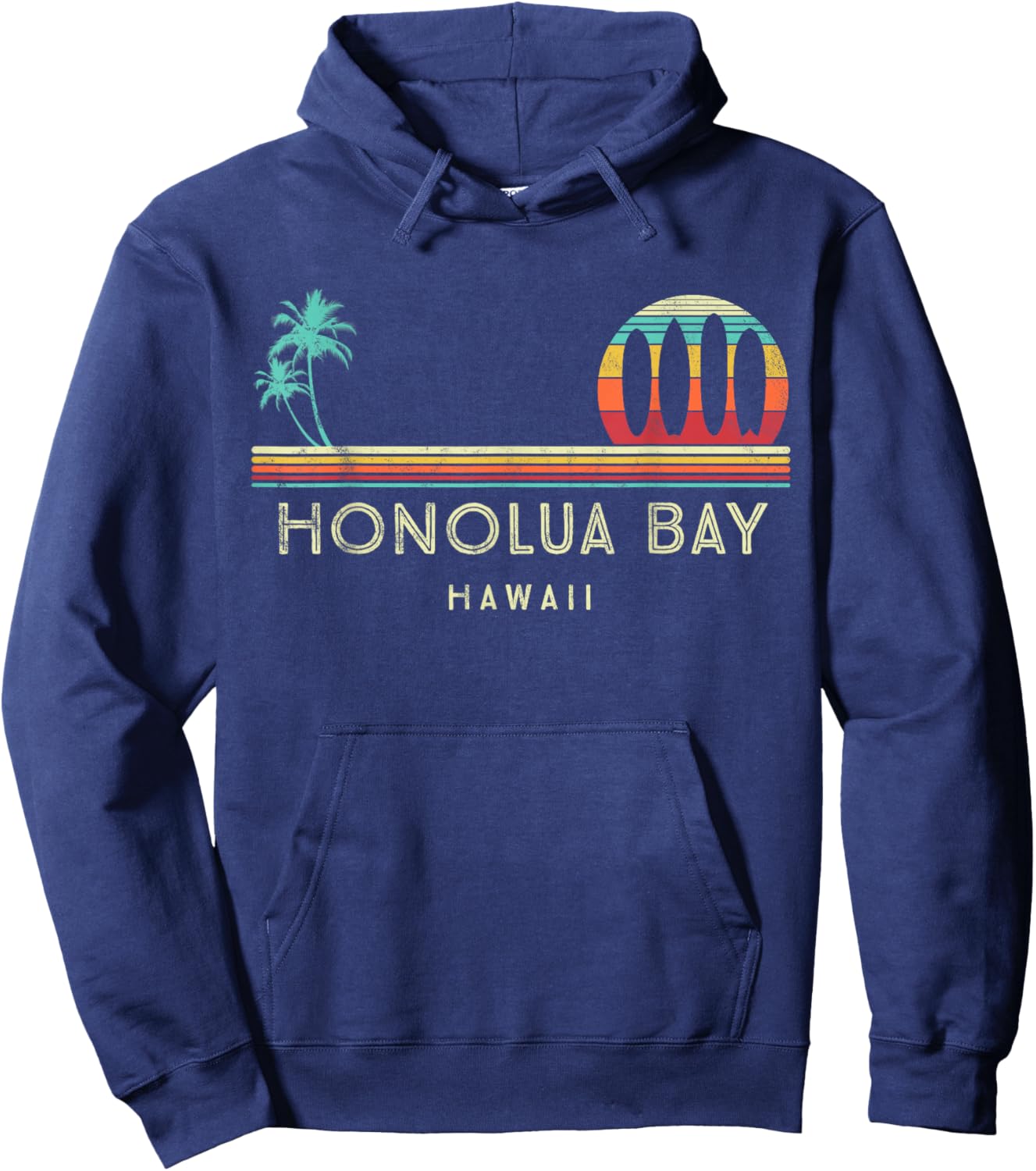 Vintage Hawaii Honolua Bay - Palm trees Tropical - Surf Hoodie - Hoodie | Navy