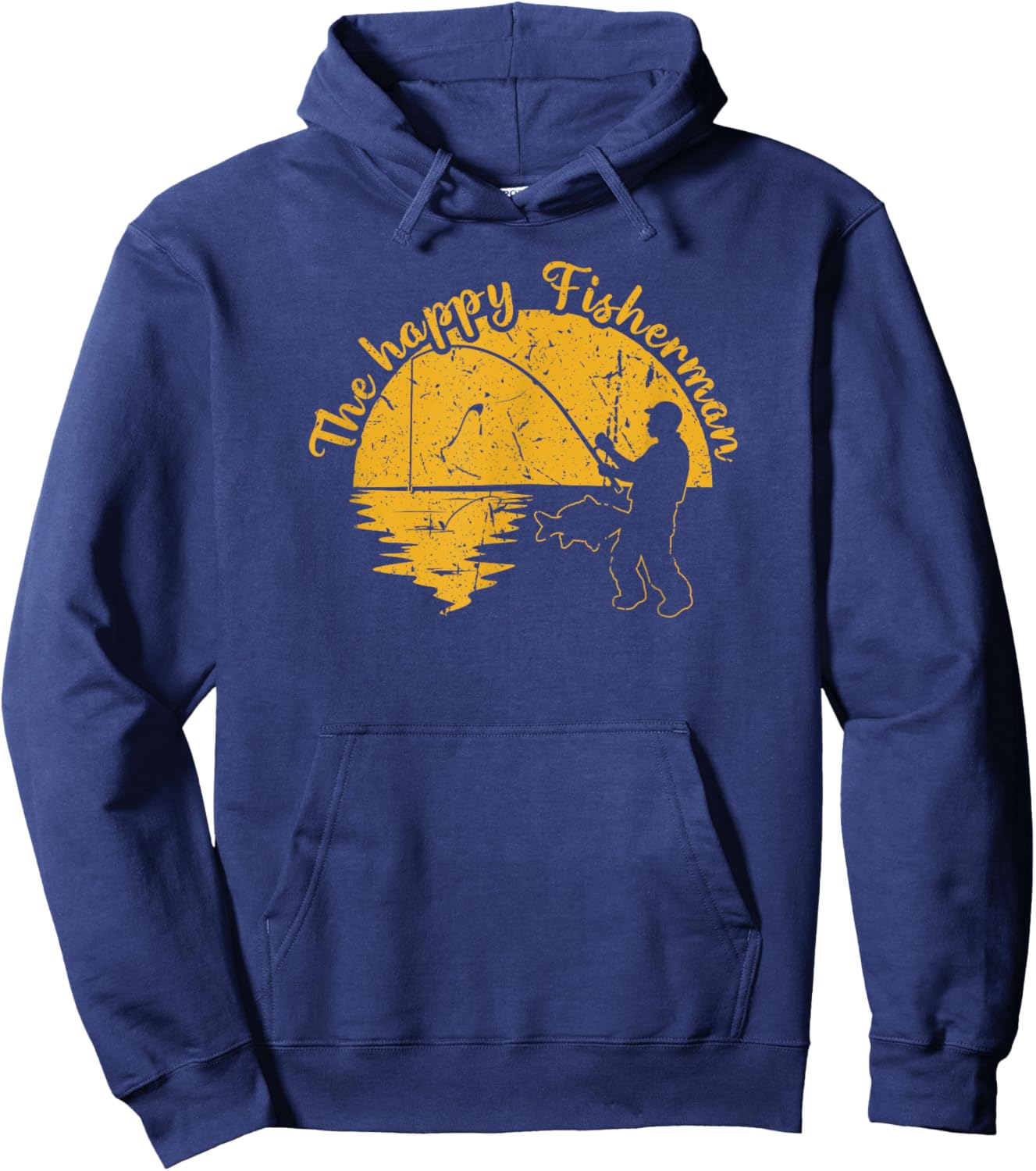 The Happy Fisherman, Funny Fishing Hoodie - Hoodie | Navy