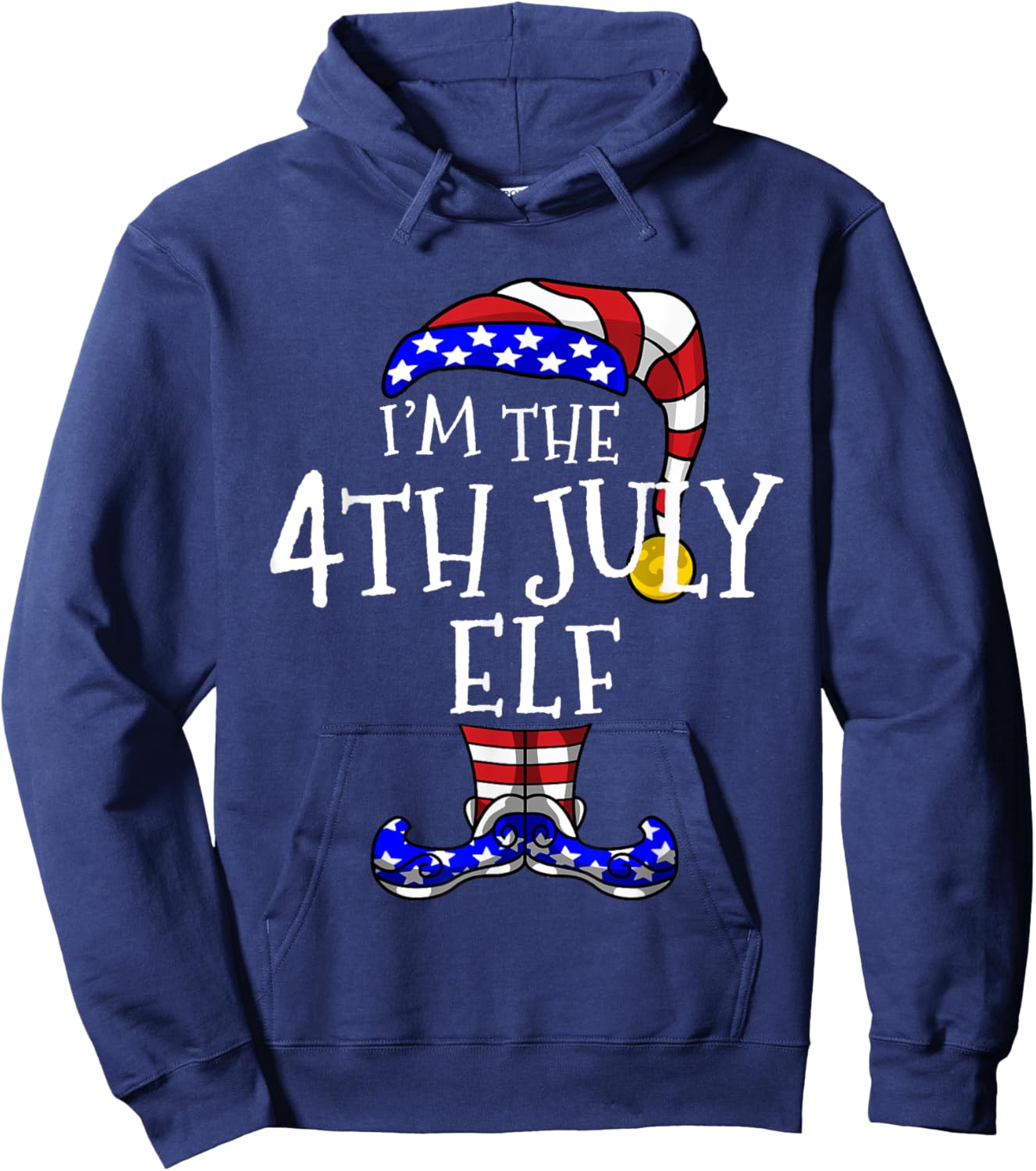 4th July Elf Patriotic Gnomes Christmas July Funny Cute Hoodie - Hoodie | Navy