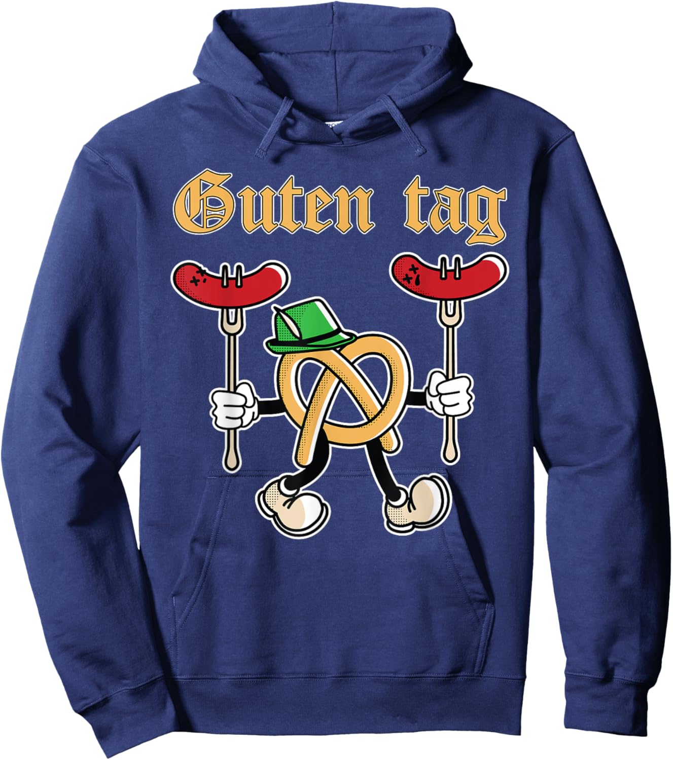 Guten Tag Oktoberfest Funny Pretzel Brat-wurst German Food Hoodie - Hoodie | Navy