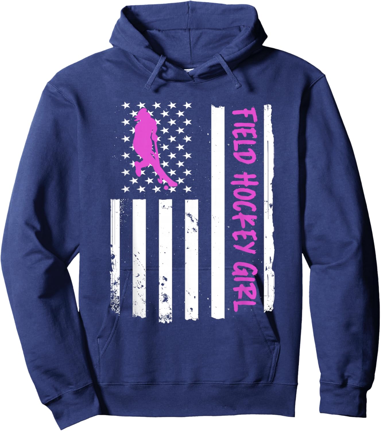 Field Hockey Girl USA Flag Hoodie - Hoodie | Navy