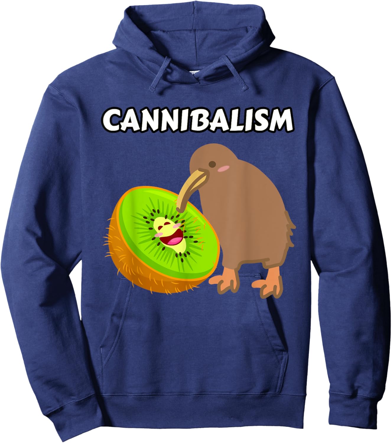 Funny Cute Kiwi Cannibalism Pun Kiwi Fruit Kiwi Bird Joke Hoodie - Hoodie | Navy