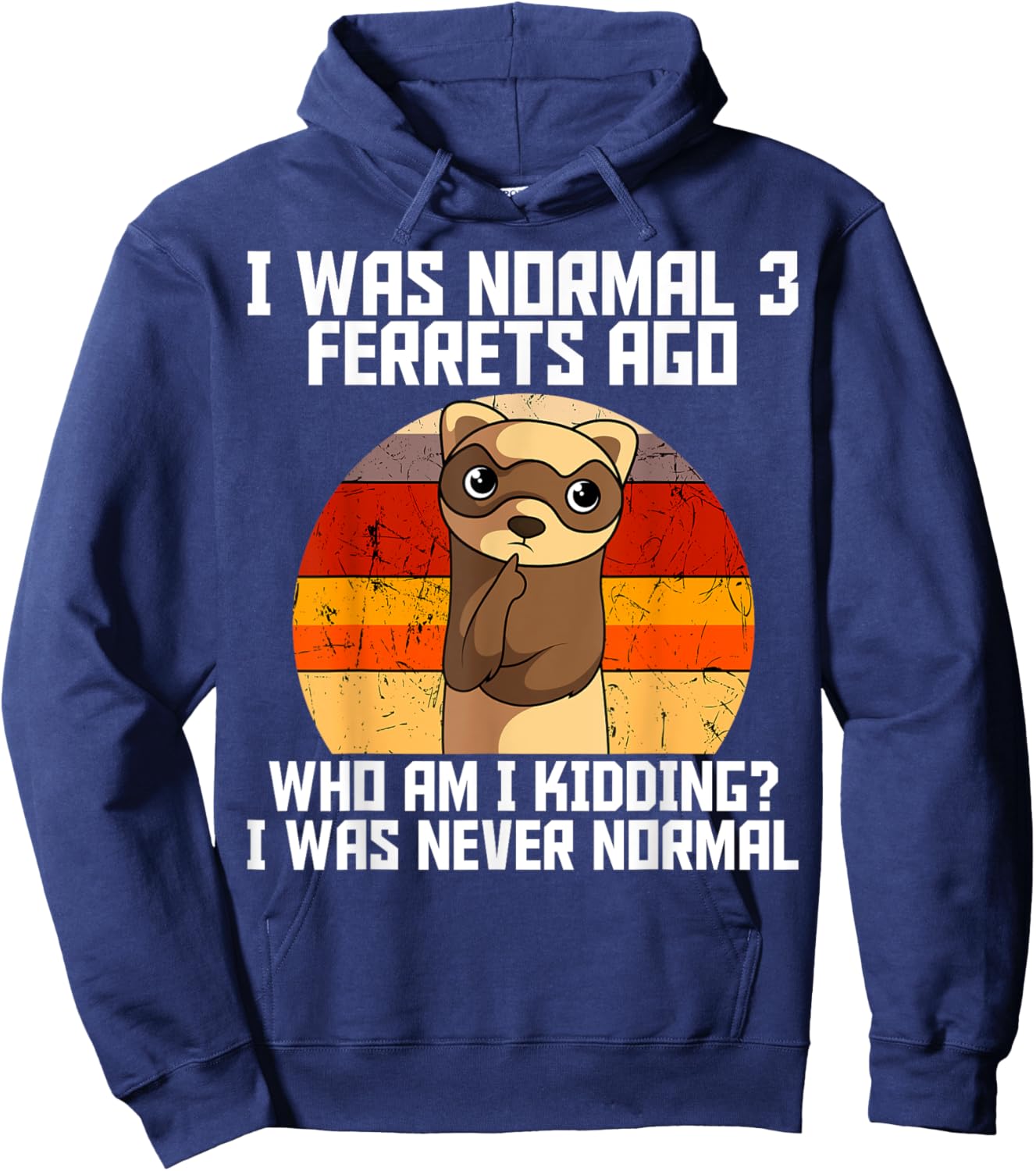 Ferret Retro Vintage Animal Lover Hoodie - Hoodie | Navy