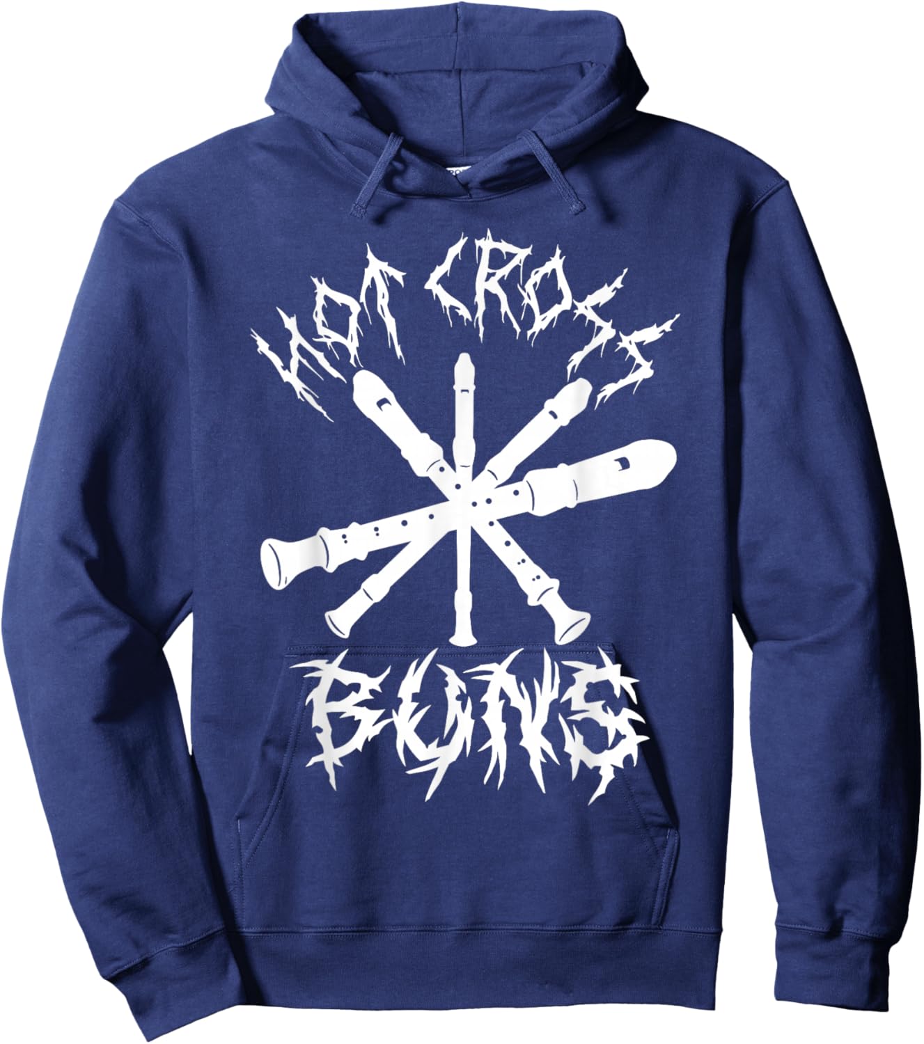 Hot Cross Buns Funny Recorder Music Ironic Heavy Metal Song Hoodie - Hoodie | Navy