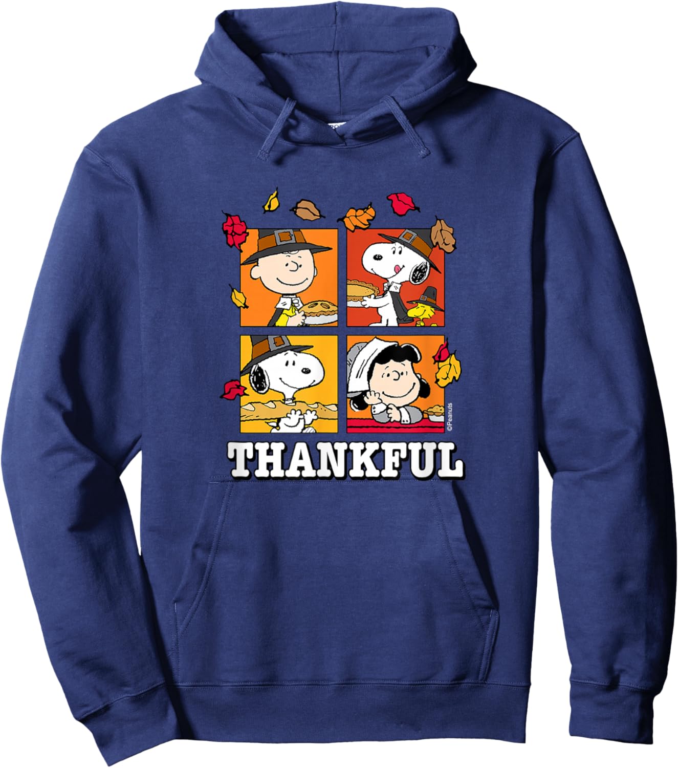 Peanuts - Snoopy Charlie Brown Lucy Thankful Hoodie - Hoodie | Navy