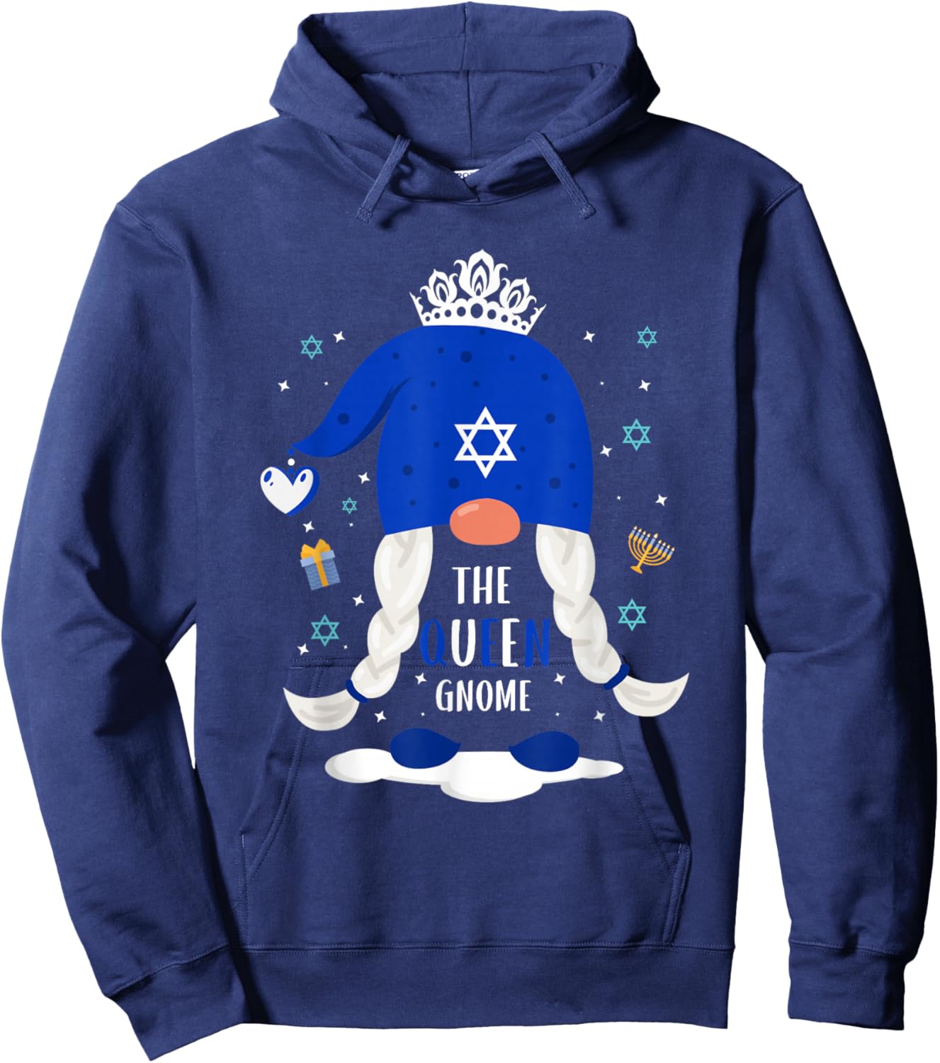 Hanukkah or jewish holiday or The Queen Gnome Hoodie - Hoodie | Navy