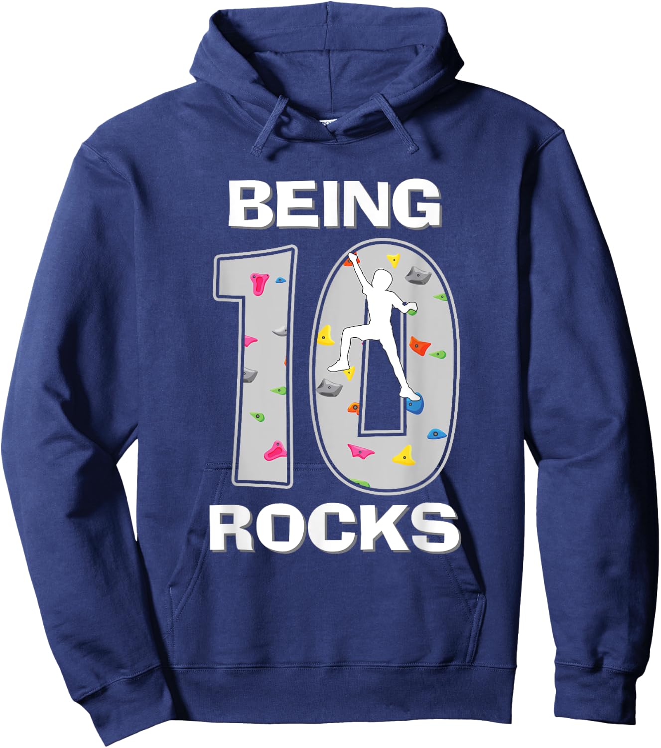 Being 10 Years Old Rocks Rock Climber 10th Birthday Boy Hoodie - Hoodie | Navy