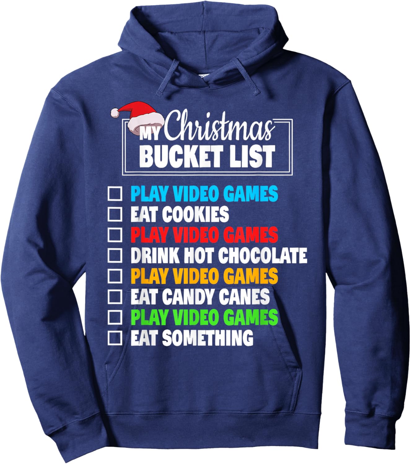 Xmas Bucket List Video Games Funny Gamer Boys Christmas Hoodie - Hoodie | Navy