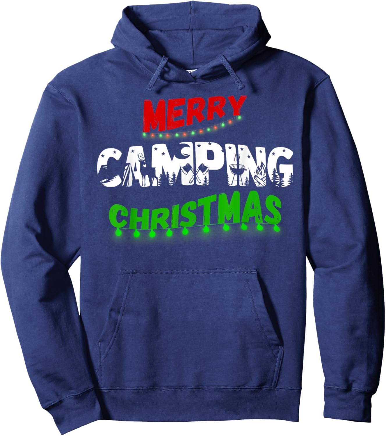 RV and Tent Camping Lovers Merry Christmas Lights - Campers Hoodie - Hoodie | Navy