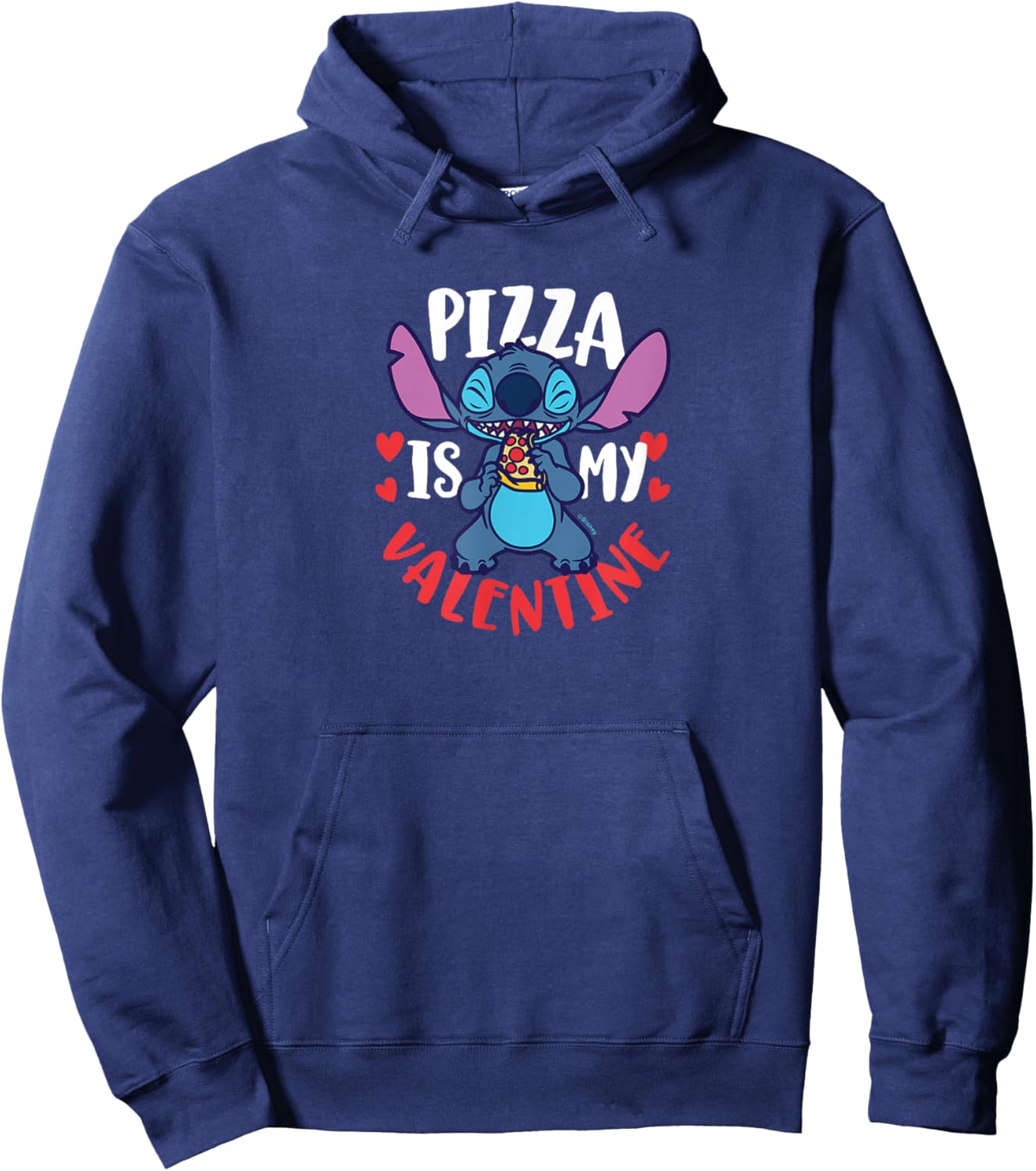 Lilo & Stitch - Pizza Is My Valentine Hoodie - Hoodie | Navy