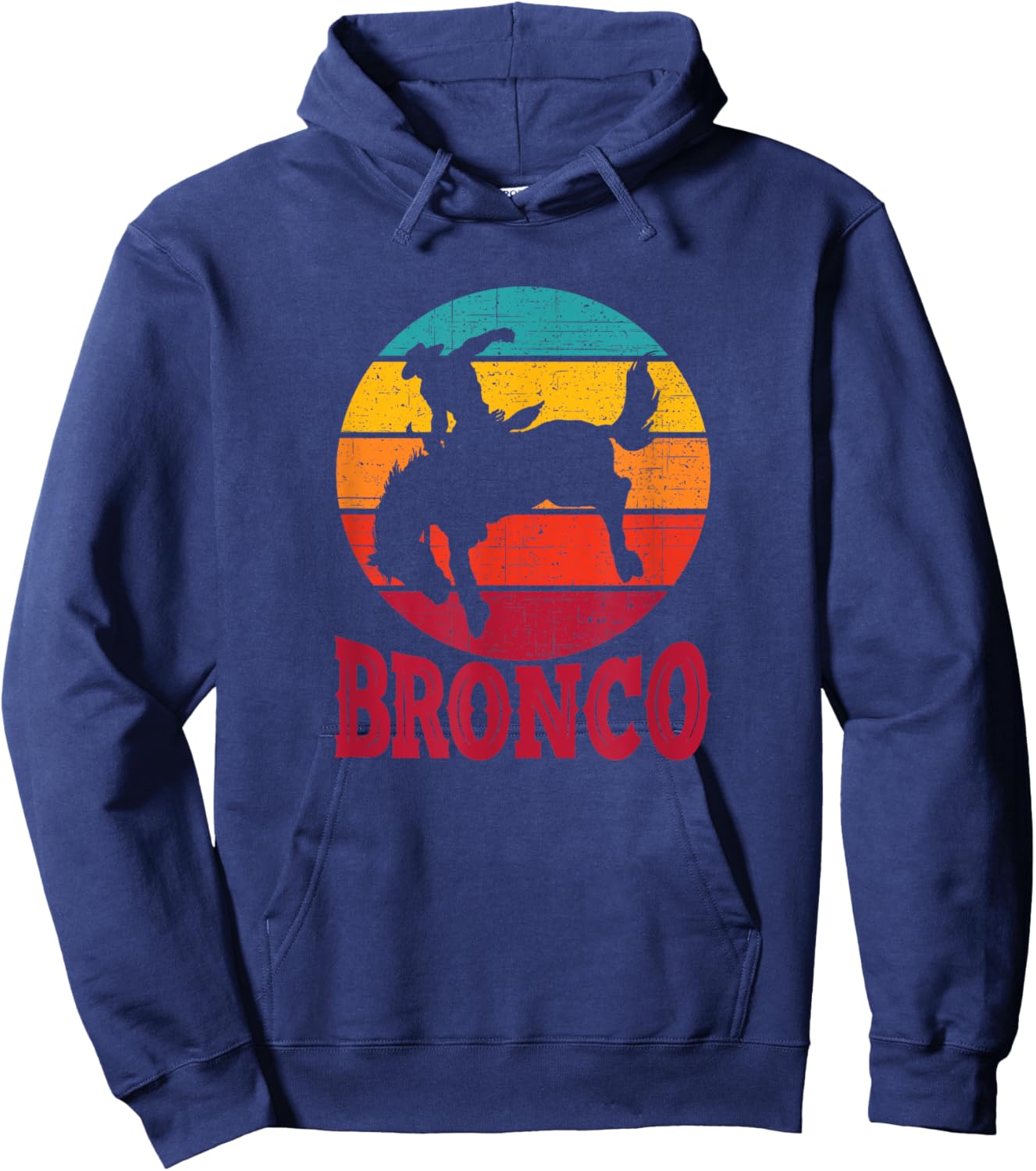 Rodeo Bucking Bronco Horse Vintage Retro Style Hoodie - Hoodie | Navy