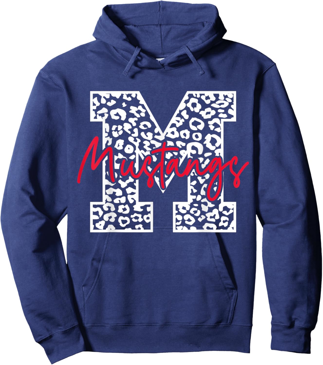 Mustangs School Sports Fan Team Spirit Hoodie - Hoodie | Navy
