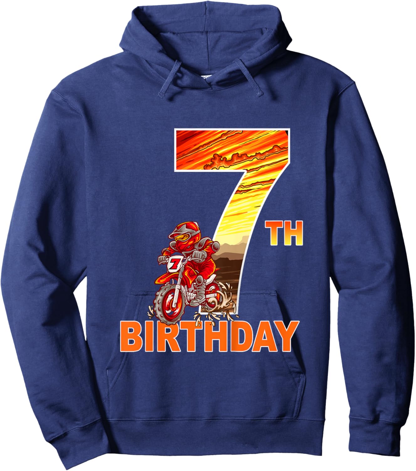 7 Year Old Dirt Bike Birthday Party Motocross MX 7th Hoodie - Hoodie | Navy