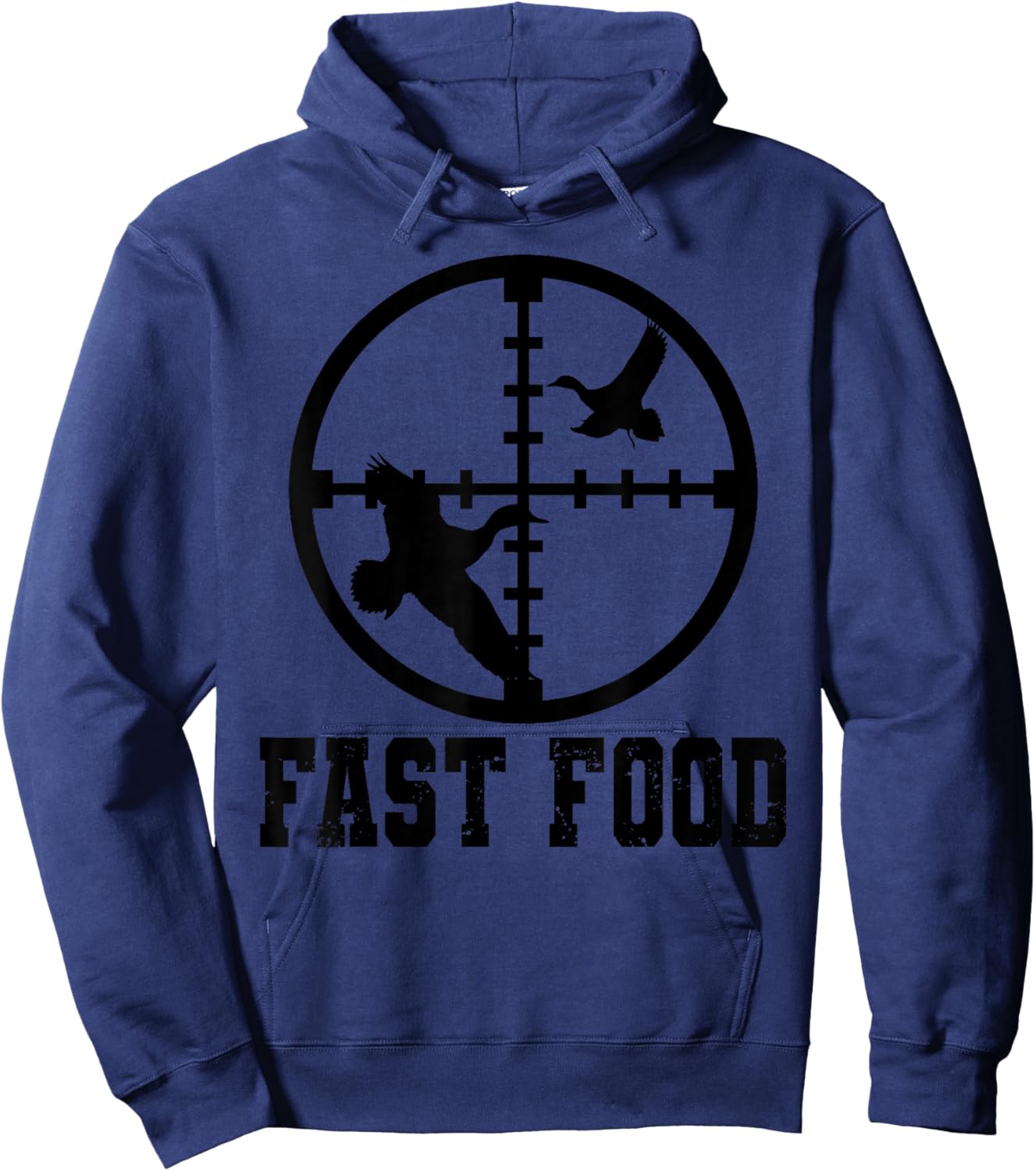 Hunter Store Wildlife Hunting Camping and more Men's Duck Hunting Funny Hunter Fast Food Grey X-Small Modern Letter Print Short Sleeve Hoodie - Hoodie | Navy