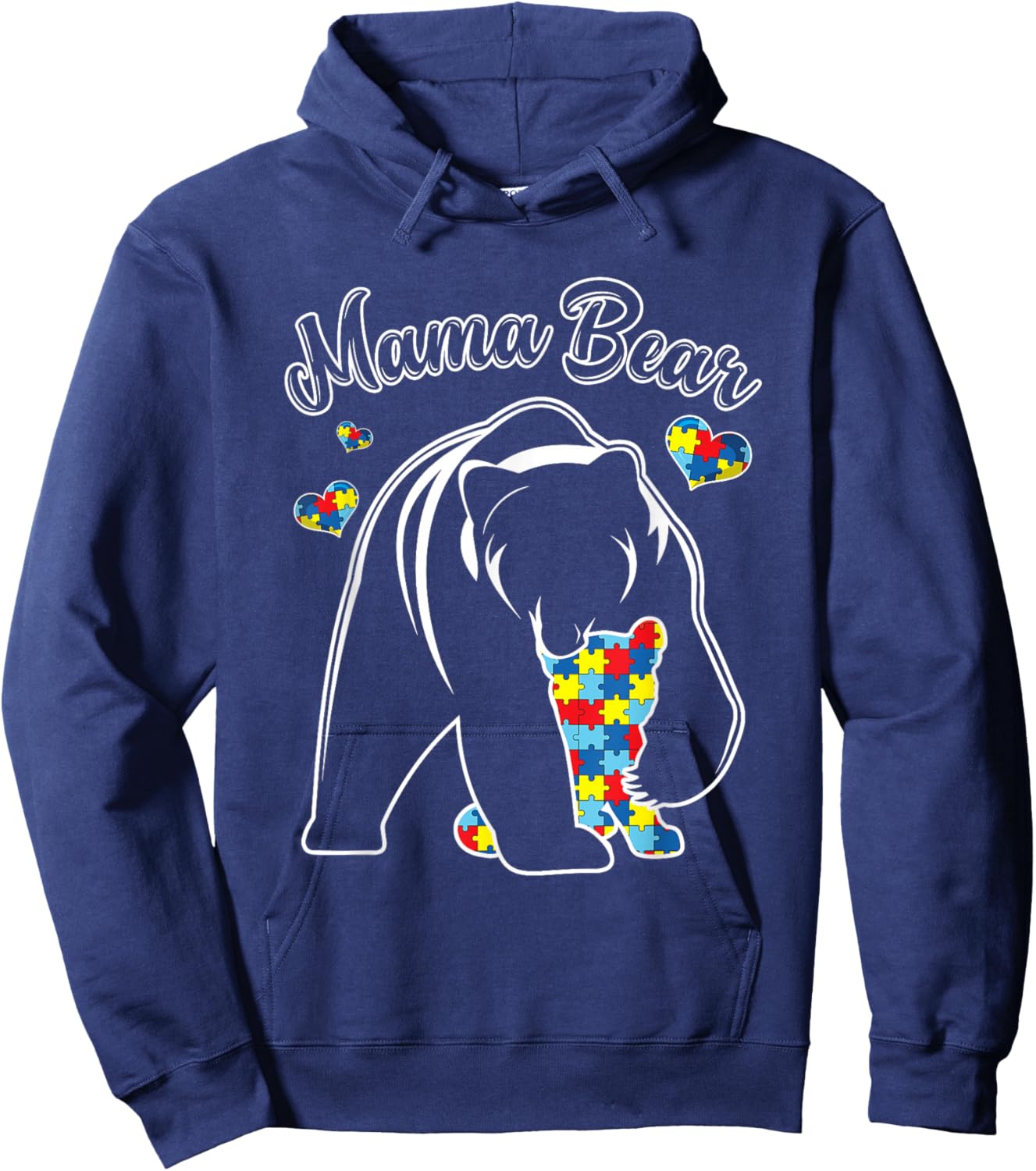 Cute Mama Bear Autism Awareness Autistic Family Lover Hoodie - Hoodie | Navy