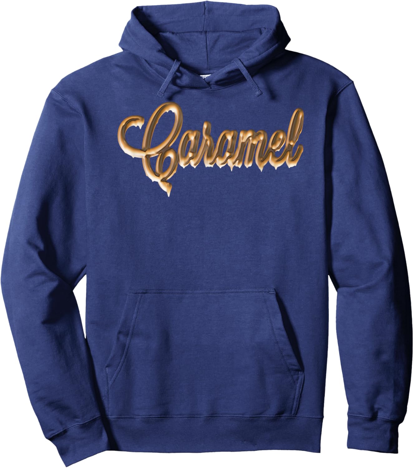 Caramel Melting Graphic Text Hoodie - Hoodie | Navy