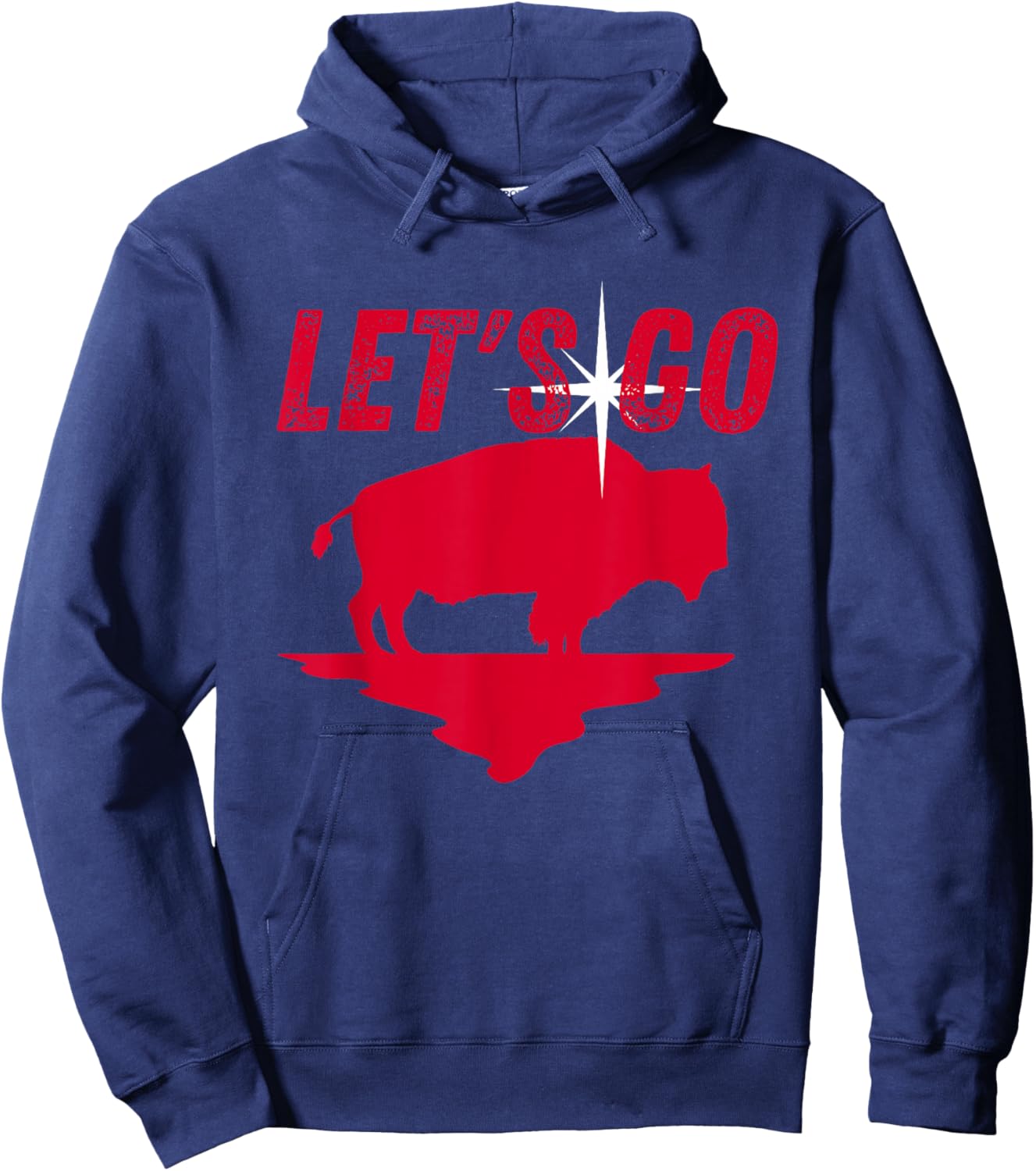 Let's Go Buffalo New York WNY BFLO Vintage Football Hoodie - Hoodie | Navy