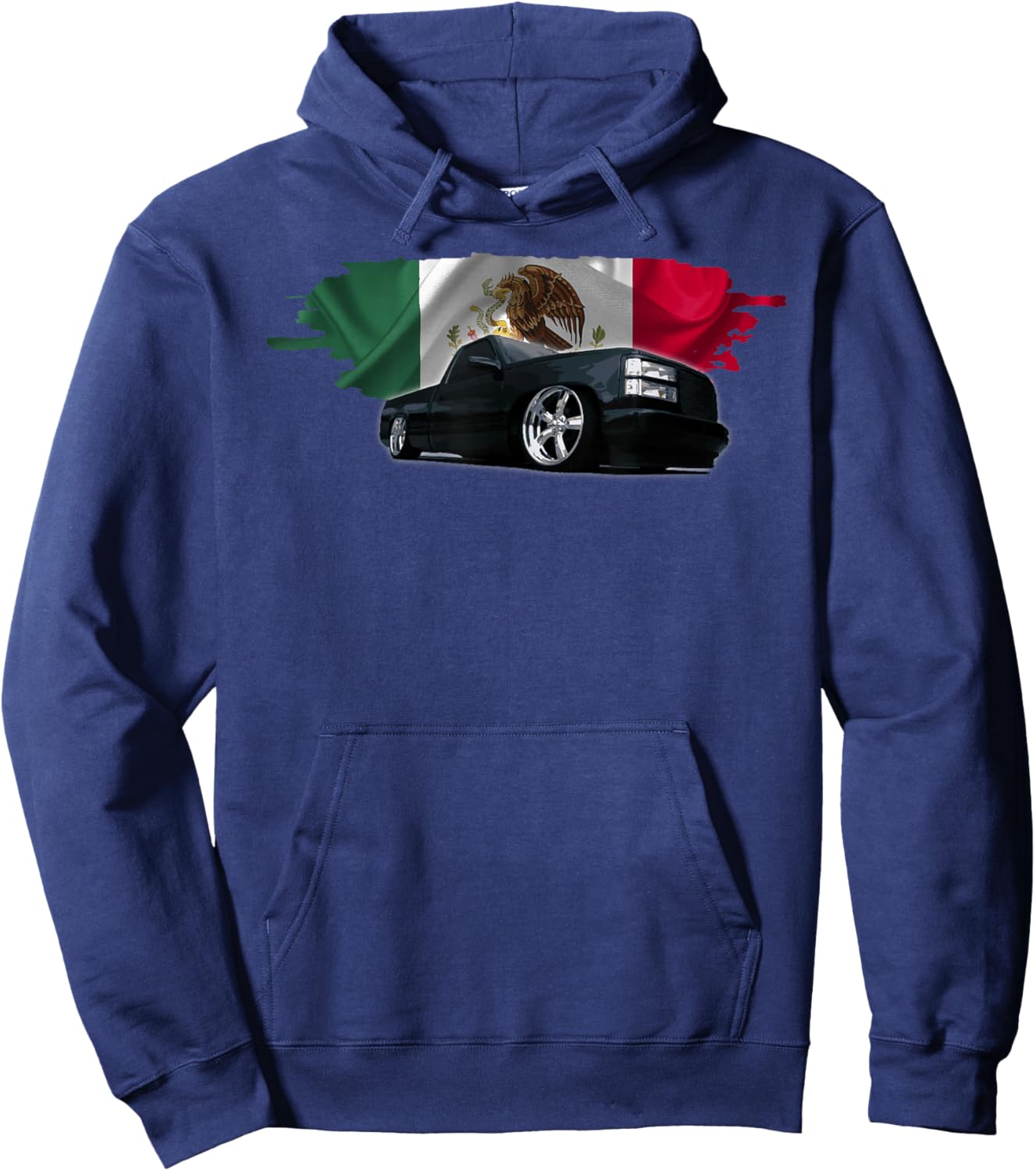 Trokiando OBS Truck slammed low Mexican Flag Colors Hoodie - Hoodie | Navy