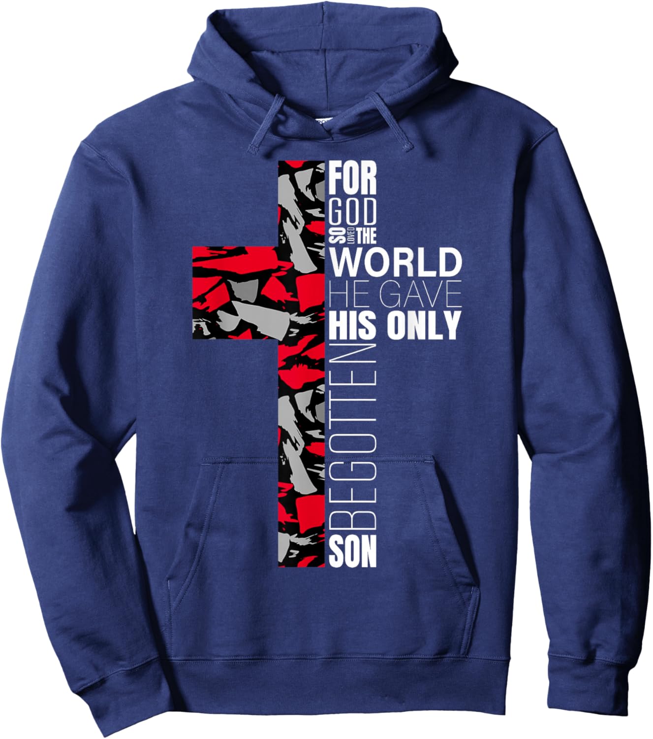 Red Black Gray Christian Cross Bible Verse Gifts Graphic Hoodie - Hoodie | Navy