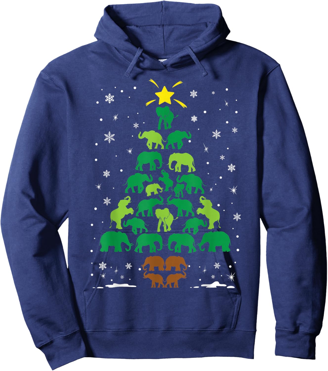 Elephant Lovers Holiday Family Matching Christmas Tree Hoodie - Hoodie | Navy
