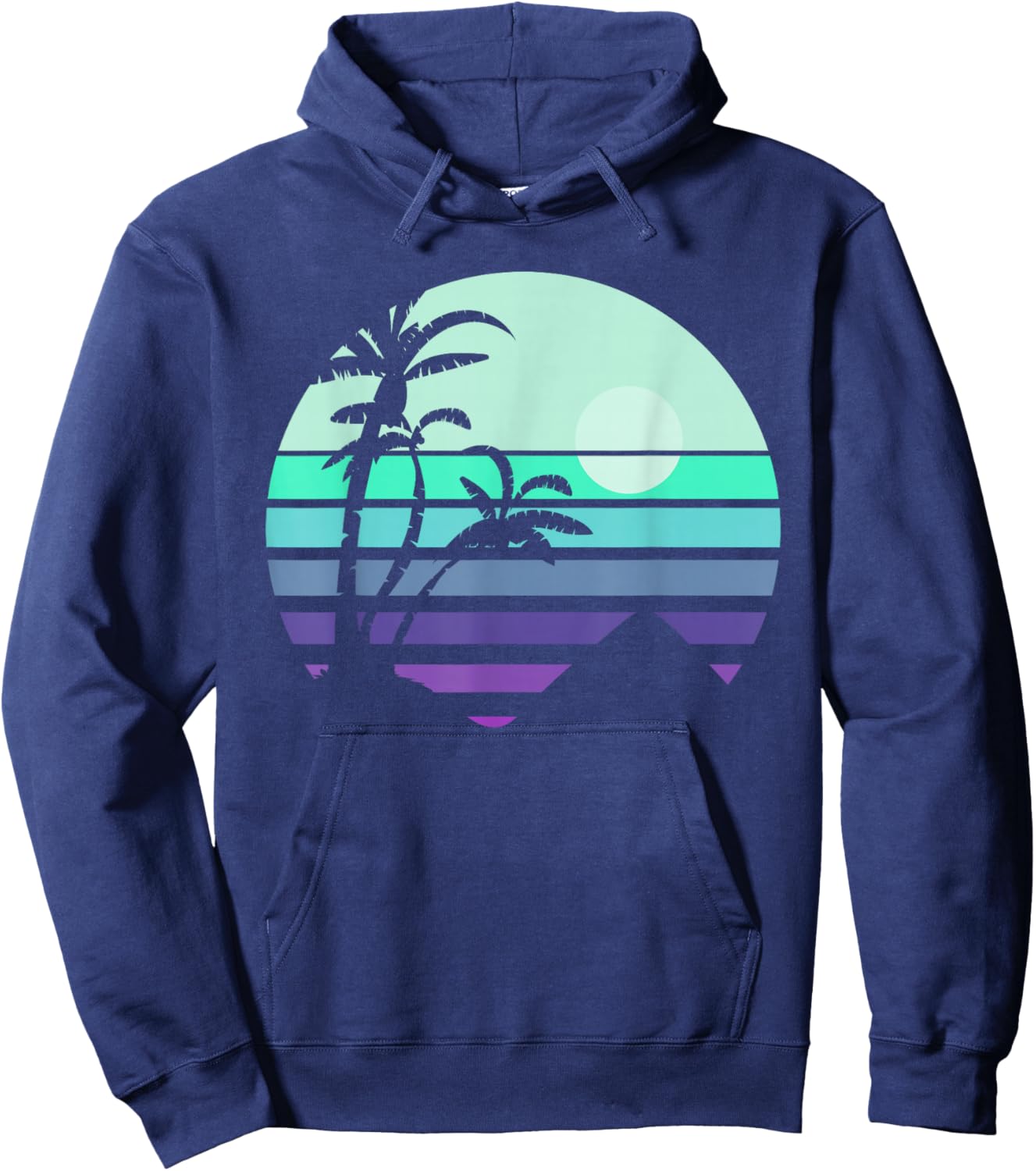 Tropical Summer Holiday Palm Trees Tropical Retro Summer Hoodie - Hoodie | Navy
