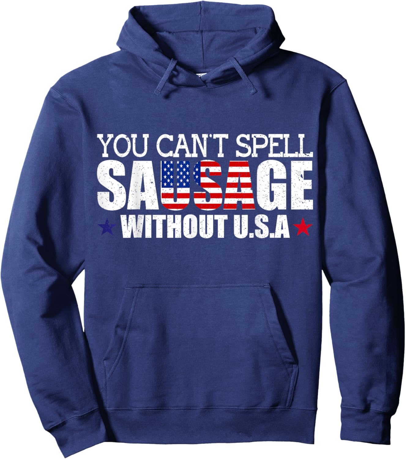 Funny USA Patriotism Sarcastic American Sausage Food Humor Hoodie - Hoodie | Navy