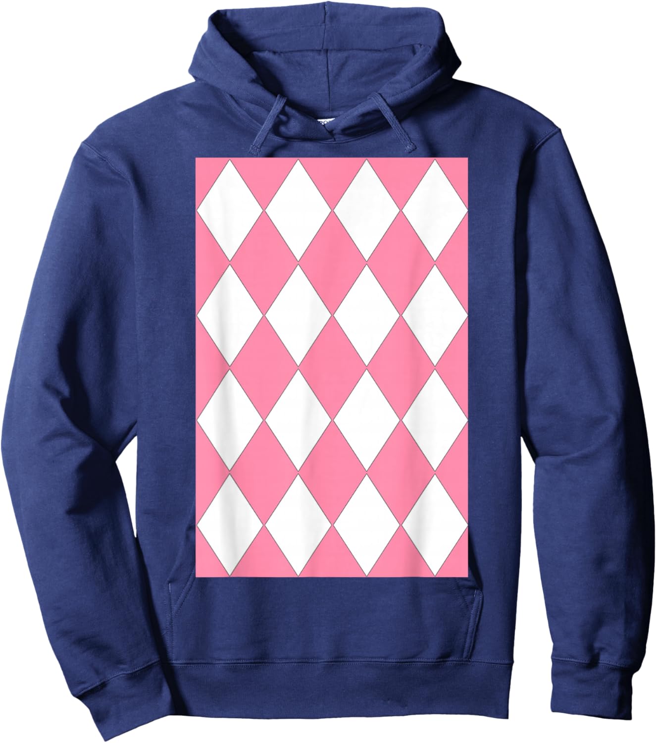 Geometric Large Harlequin Pattern Baker Miller Pink White Hoodie - Hoodie | Navy