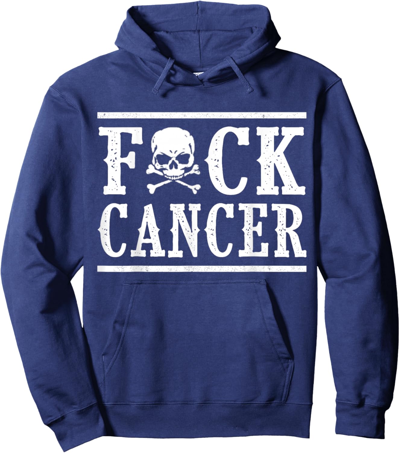 Fuck Cancer Skull and Crossbones Skeleton Breast Cancer Hoodie - Hoodie | Navy