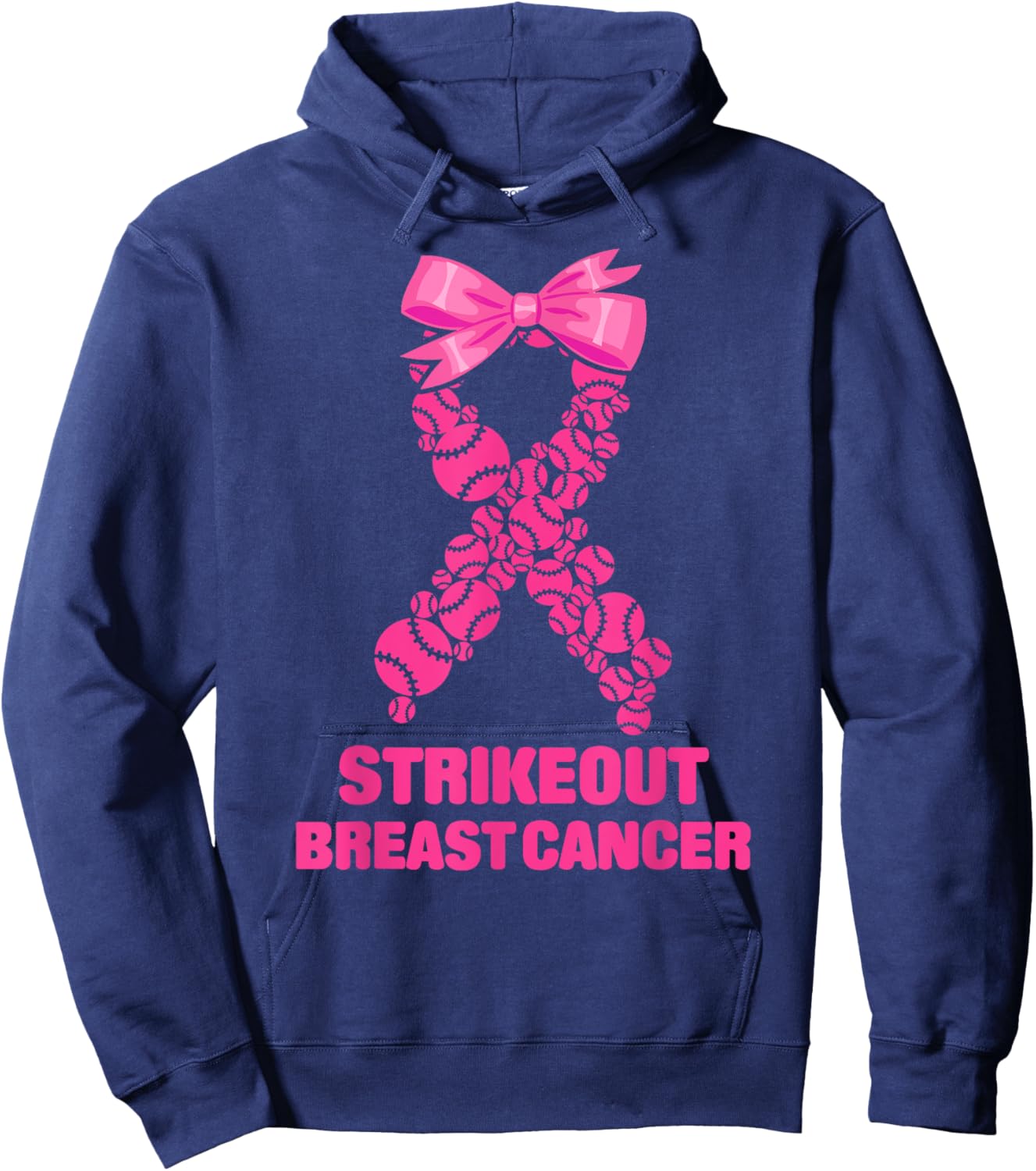 Strike Out Breast Cancer Awareness Softball Fighters Hoodie - Hoodie | Navy
