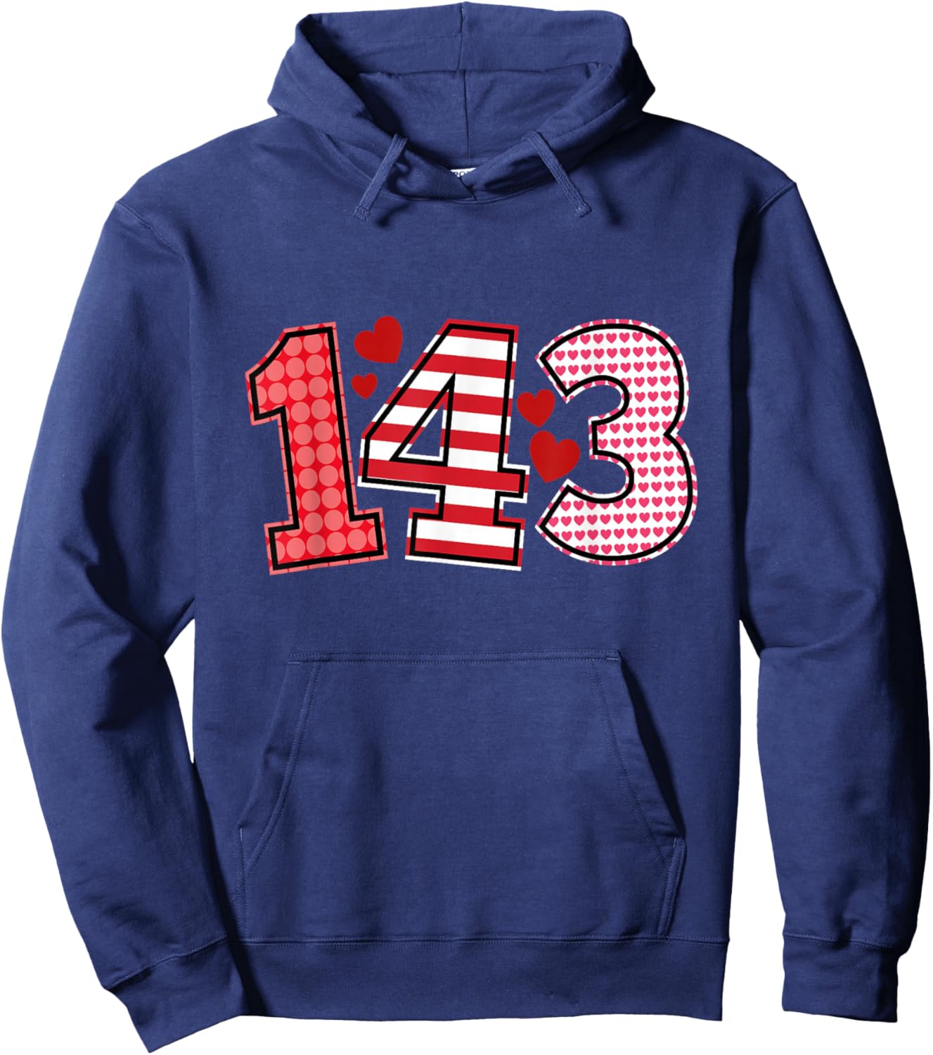 143 I Love You Valentine's Day Valentine's Day 143 Hoodie - Hoodie | Navy
