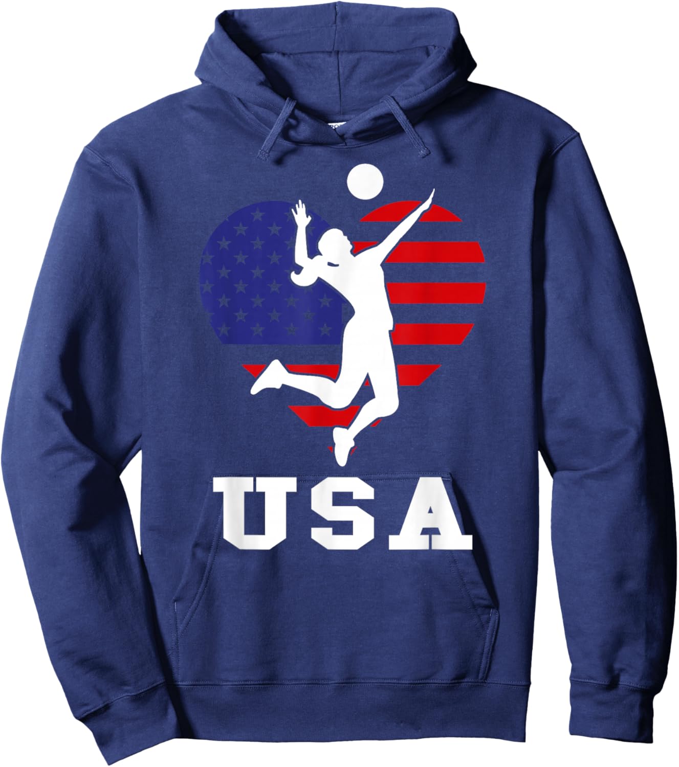 USA Flag Volleyball Support USA Team Volleyball Hoodie - Hoodie | Navy