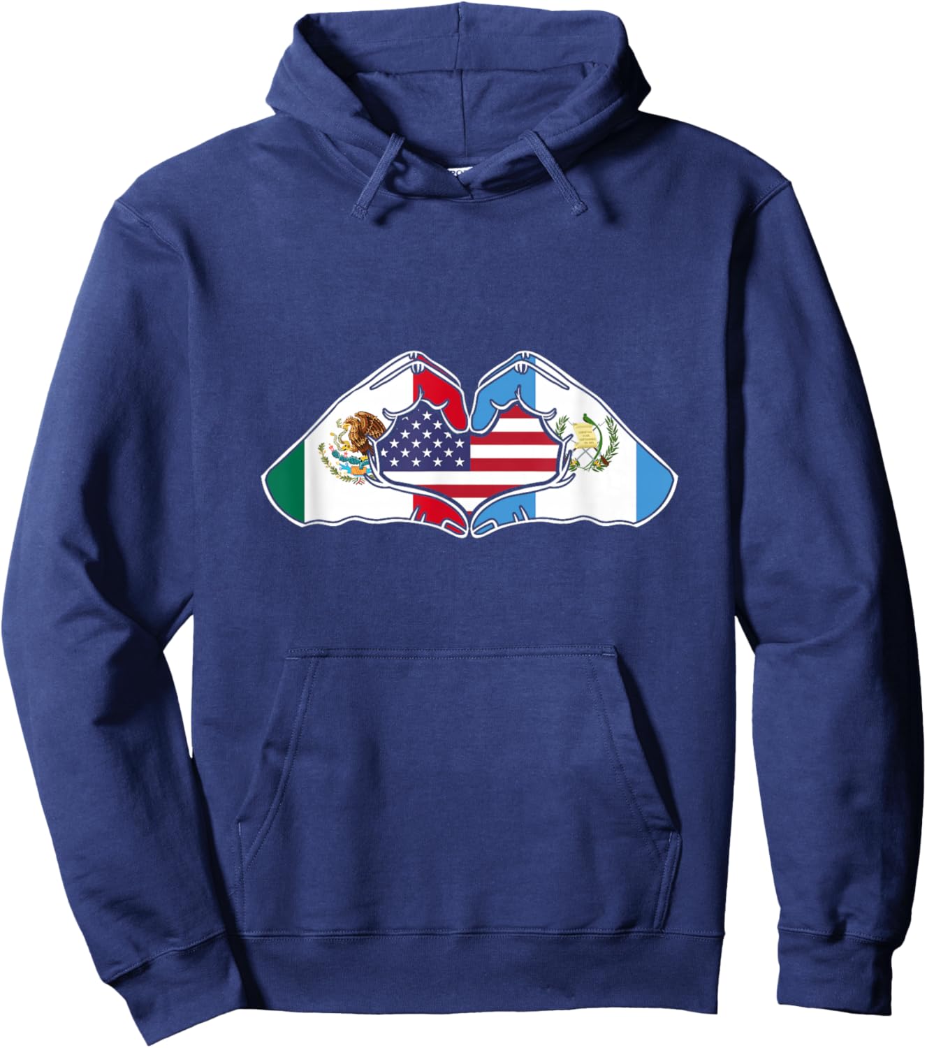 Heart hands Mexico, Guatemala and the USA. Hoodie - Hoodie | Navy