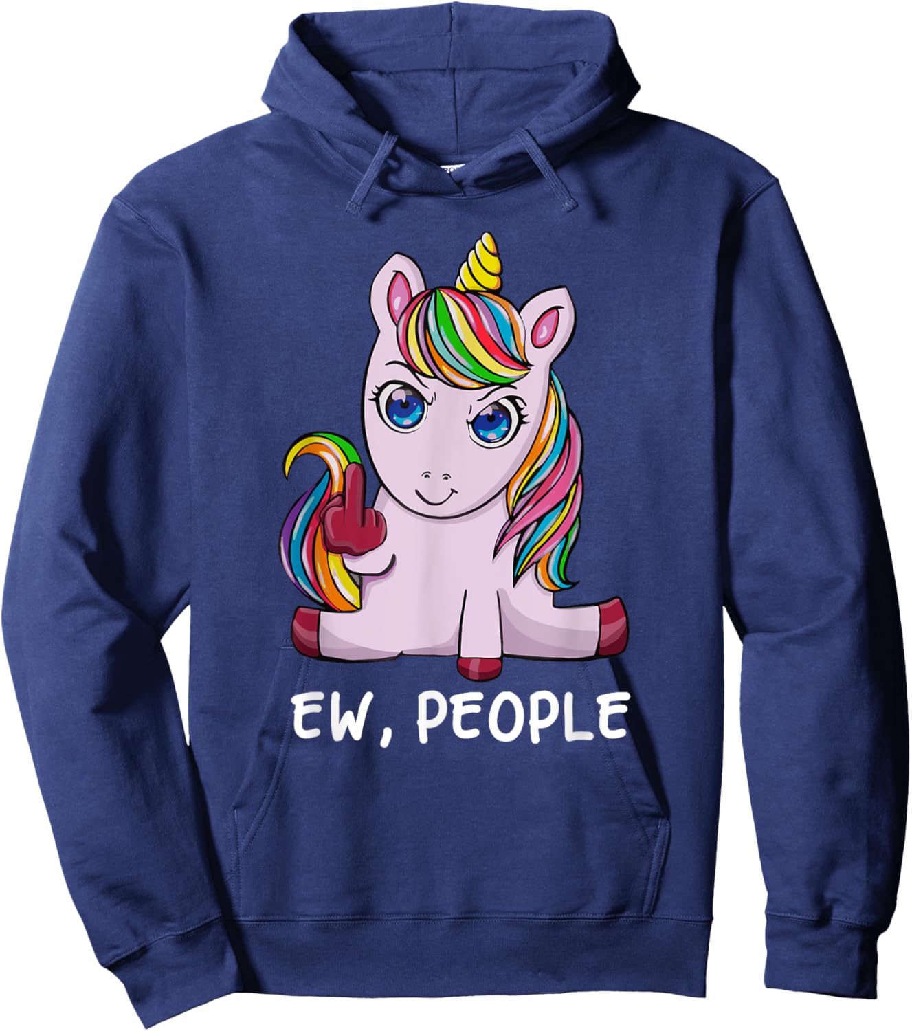 Funny Ew, People I Hate People Antisocial Unicorn Hoodie - Hoodie | Navy