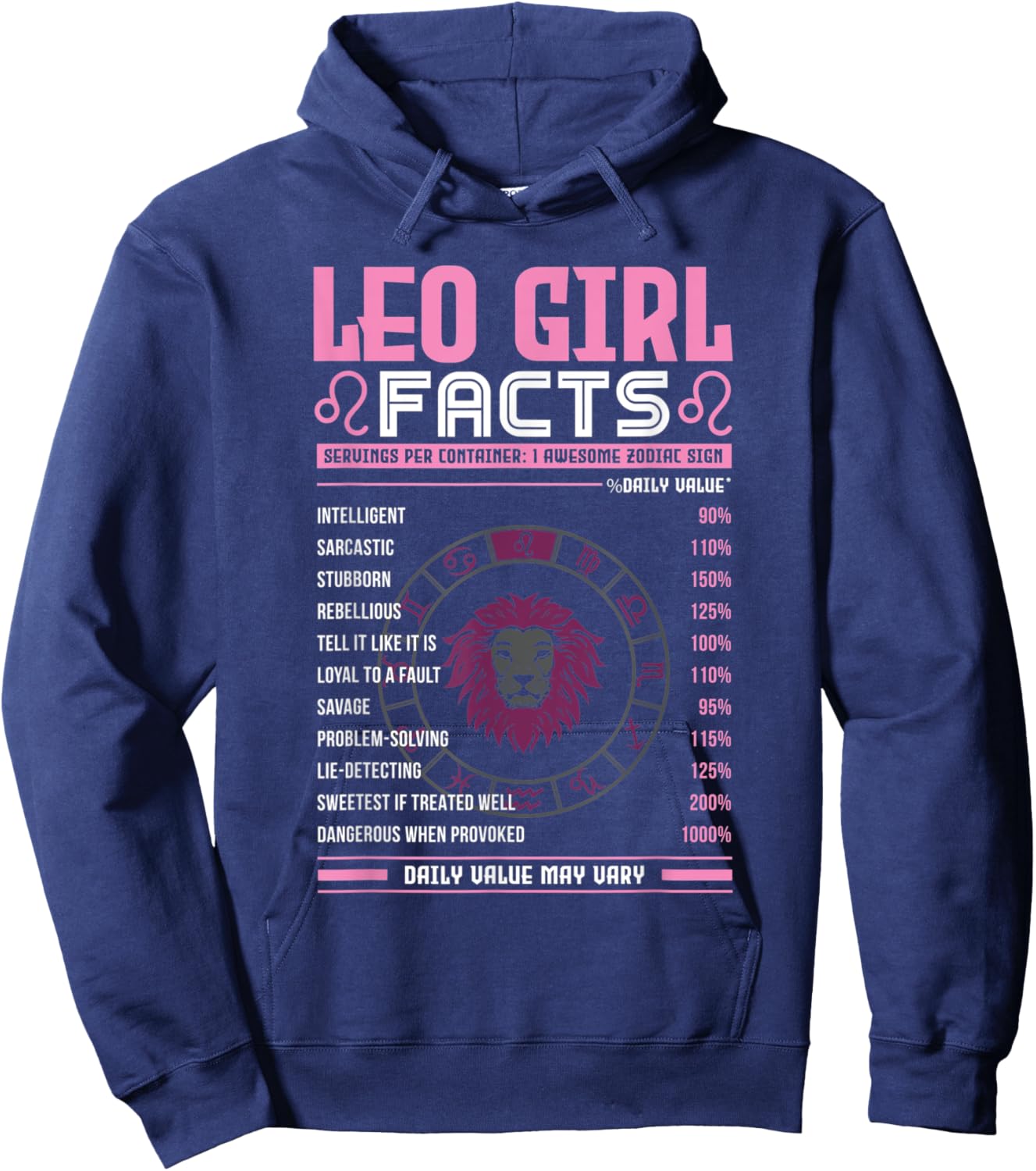 Leo Girl Zodiac Sign Facts Traits Horoscope Zodiac Hoodie - Hoodie | Navy