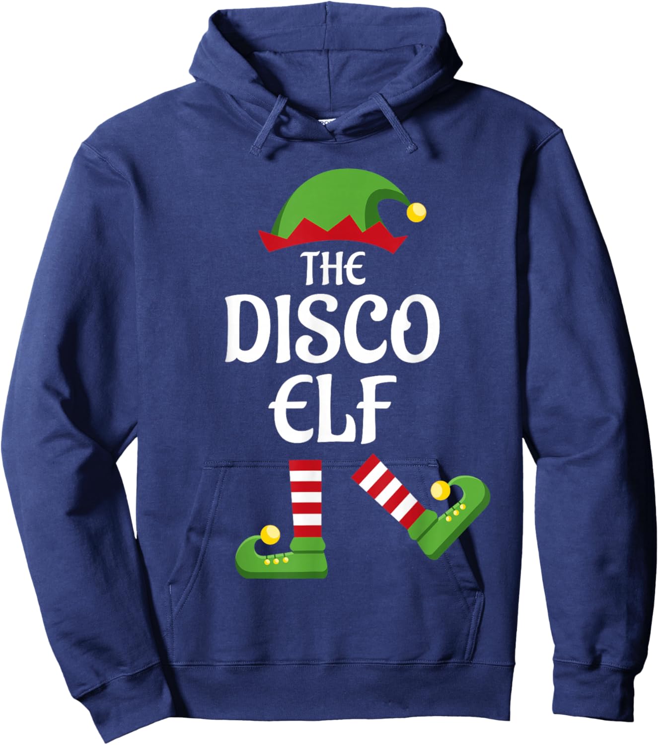 Disco Elf Family Matching Group Christmas Hoodie - Hoodie | Navy