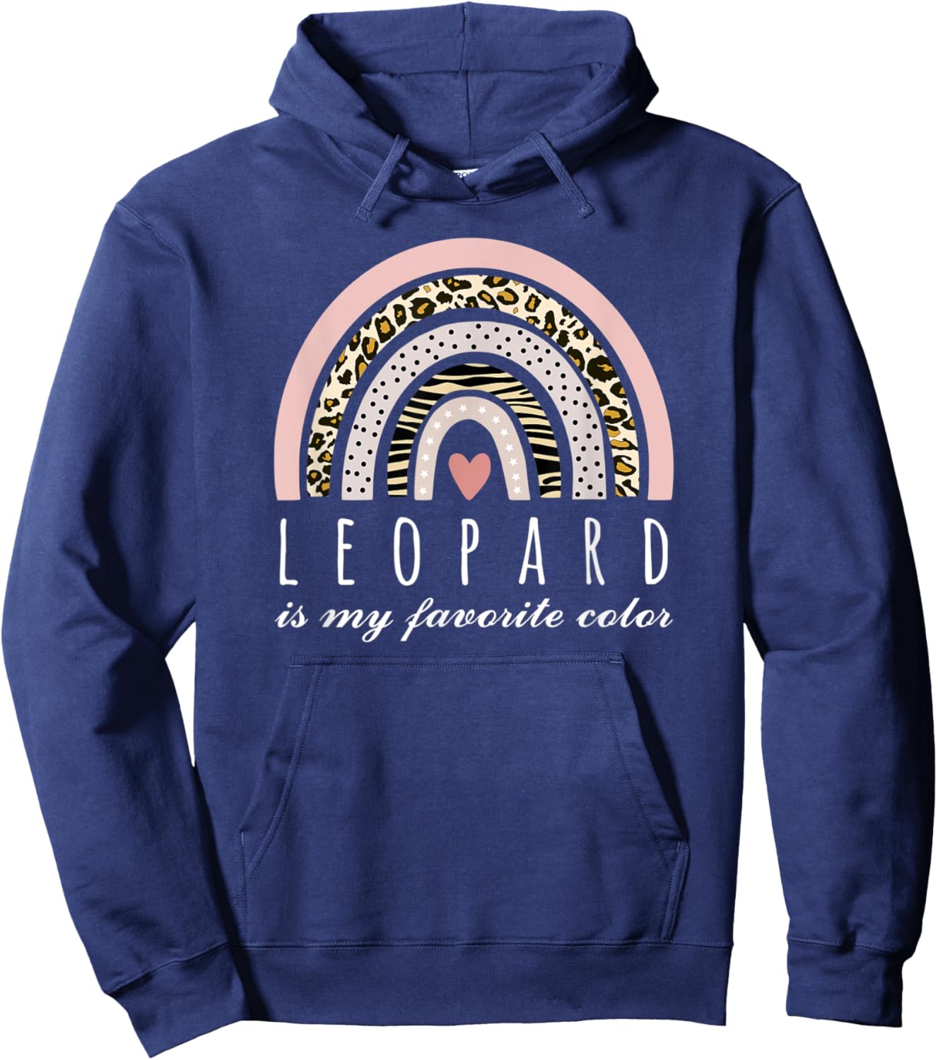 Leopard is my Favorite Color Pink Leopard Print Boho Rainbow Hoodie - Hoodie | Navy