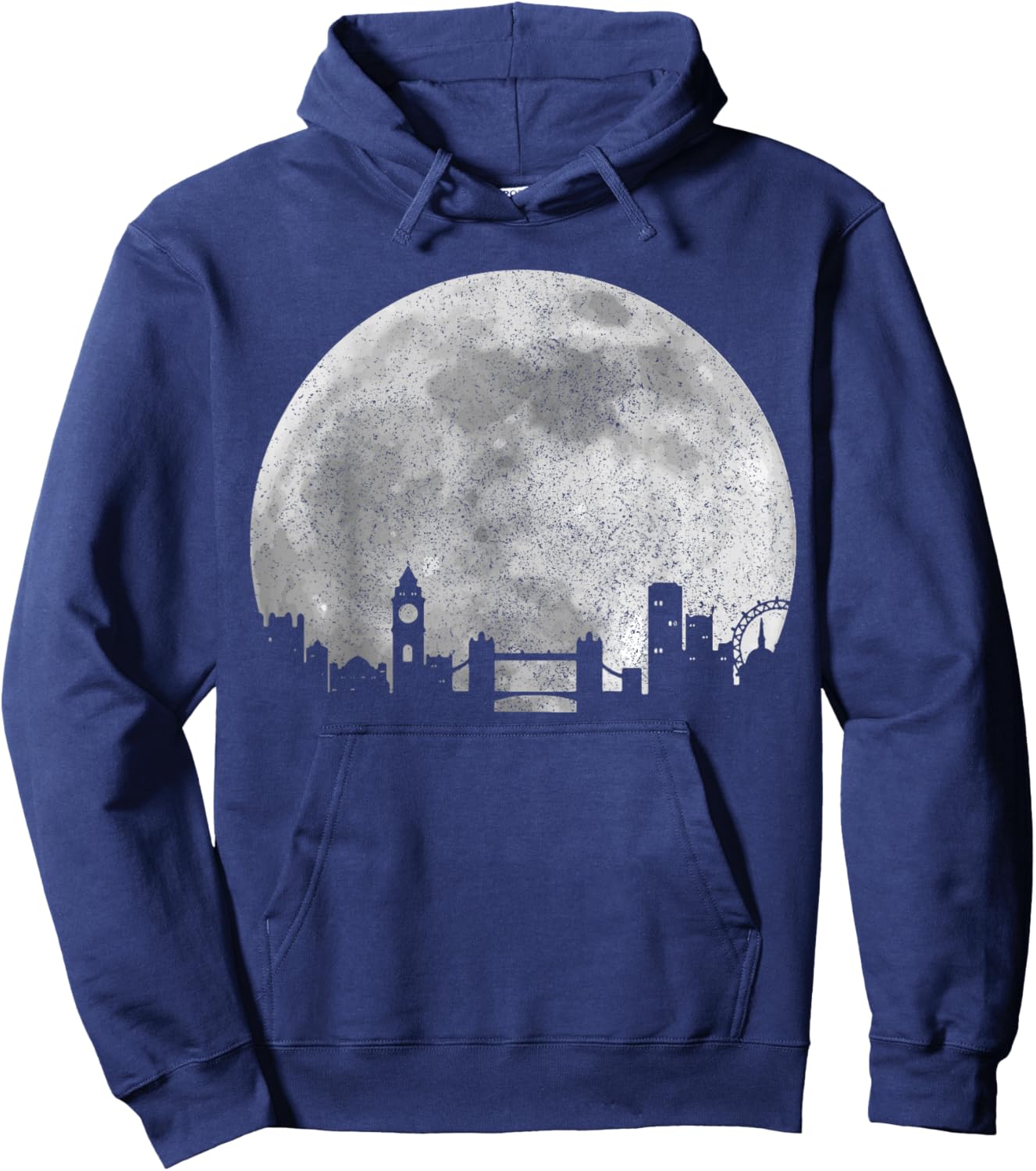 London Skyline Moon UK Vintage Great Britain England London Hoodie - Hoodie | Navy