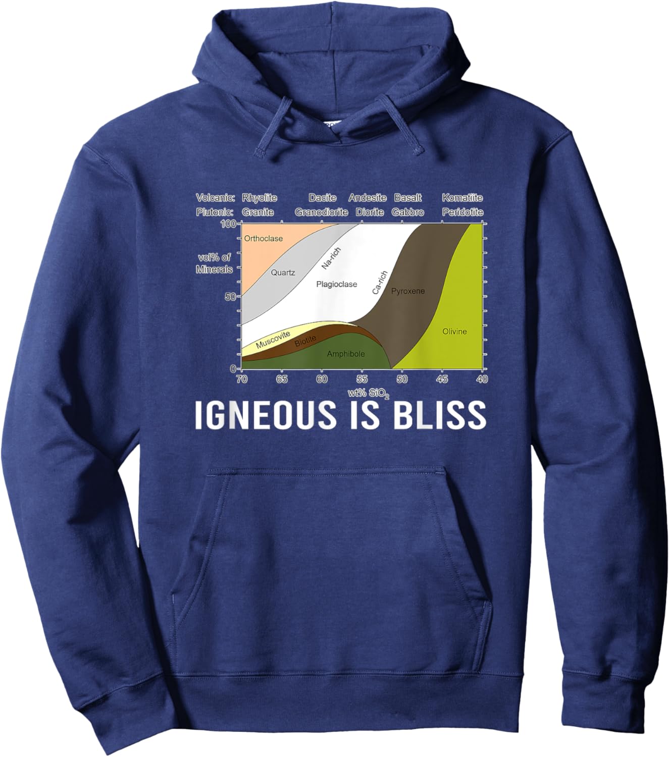 Igneous Is Bliss Geology Rock Geek Humor - Forest Rocks Hoodie - Hoodie | Navy