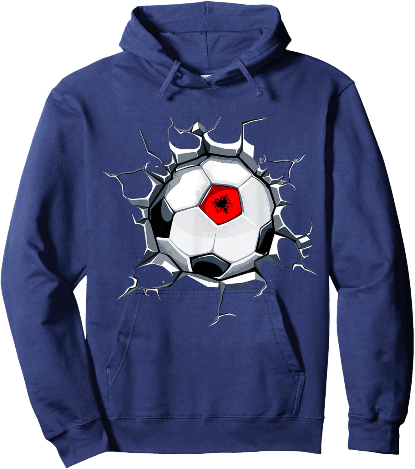 Albania Soccer Fans Jersey Albanian Football Cracked Wall Hoodie - Hoodie | Navy