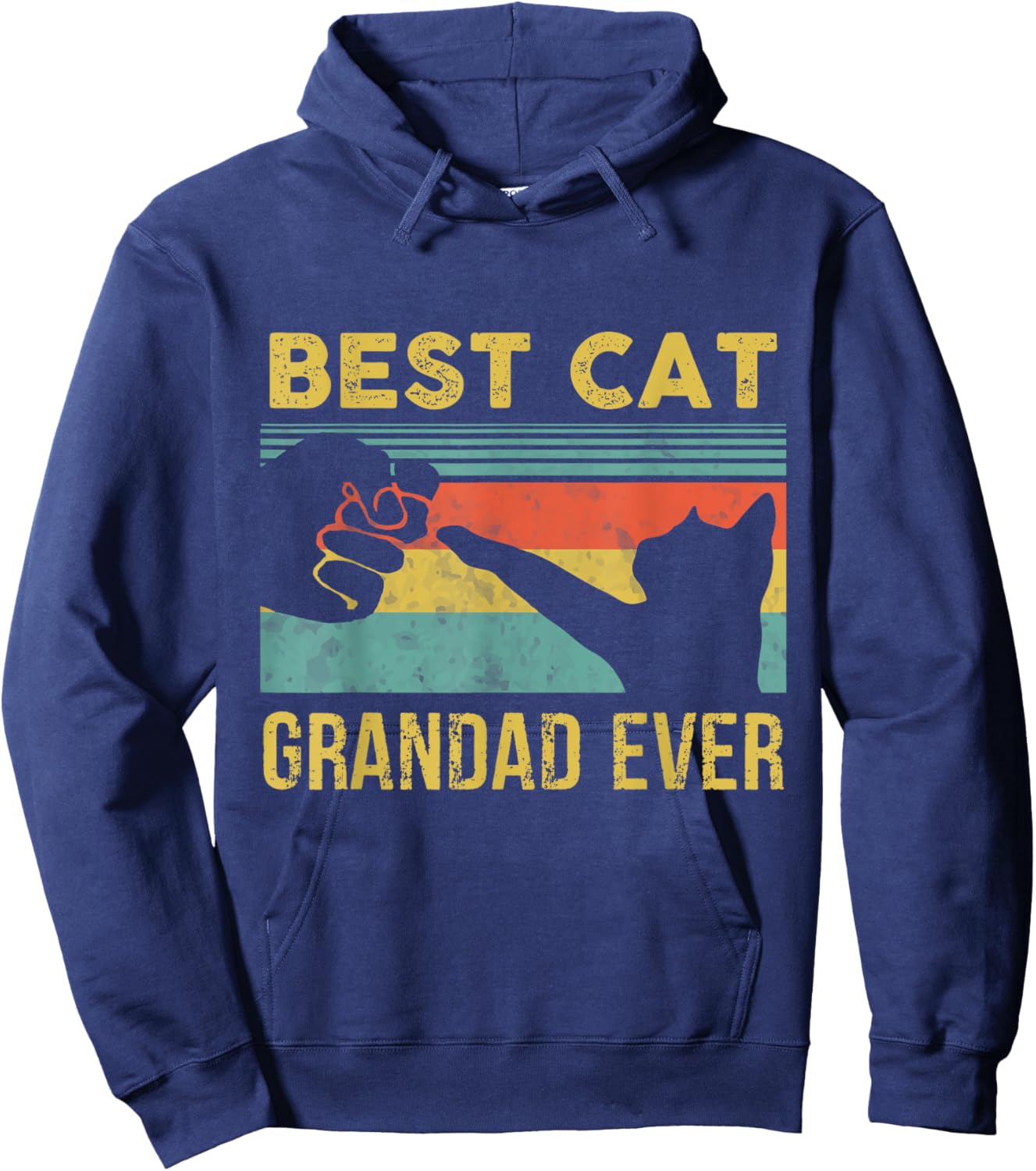 Best Cat Grandad Ever Vintage Cats Happy Father's Day Hoodie - Hoodie | Navy