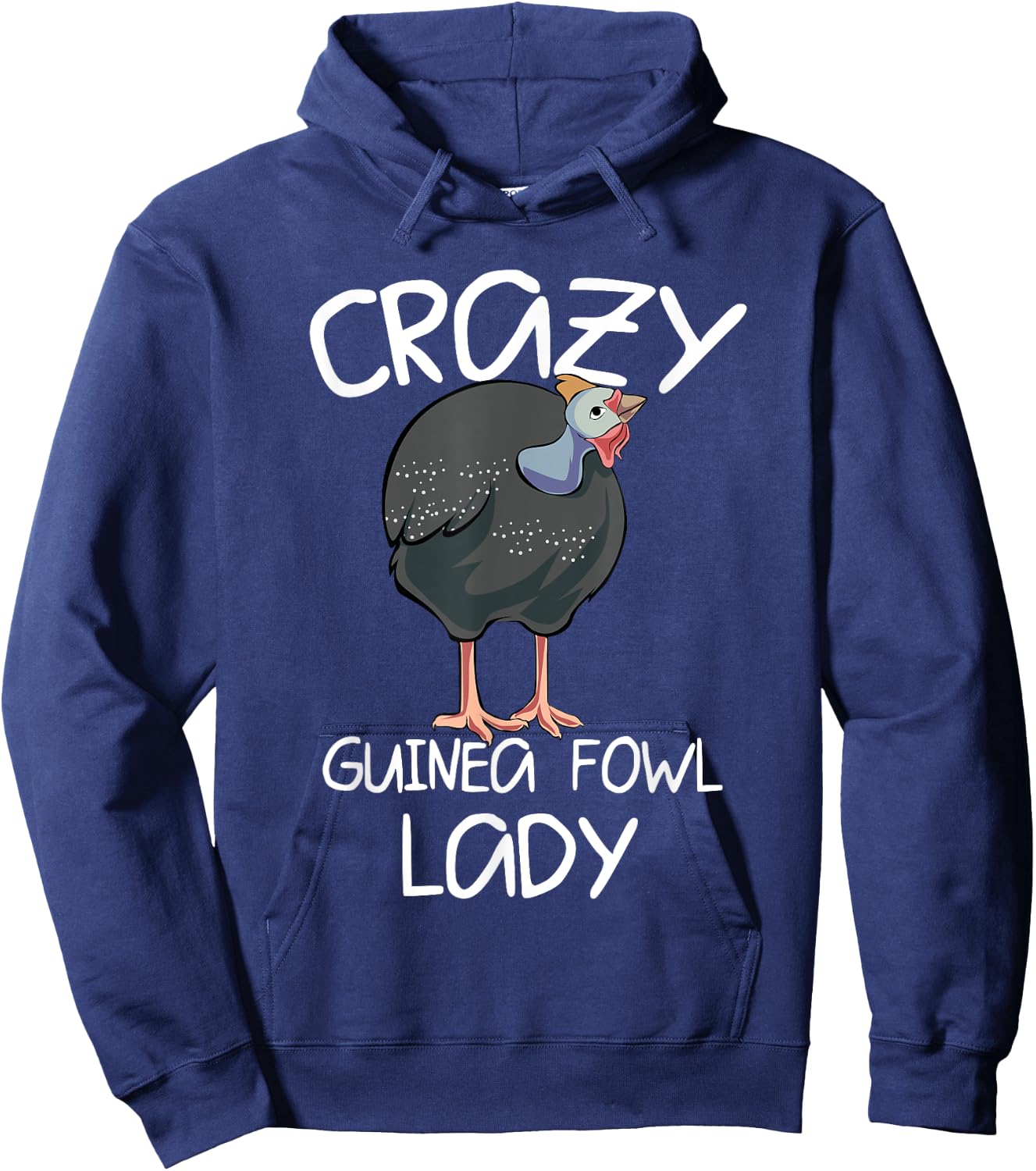 Crazy Guinea Fowl Lady Hoodie - Hoodie | Navy