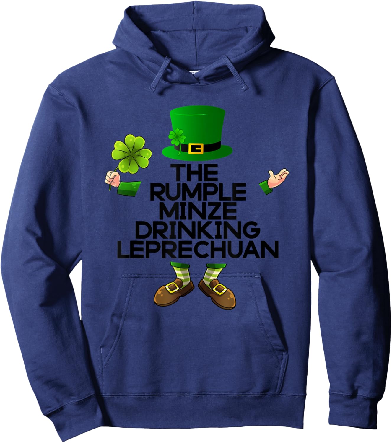 The Rumple Minze Drinking Leprechuan Irish St Patricks Green Hoodie - Hoodie | Navy
