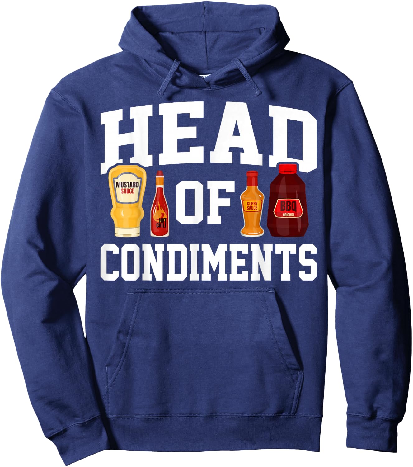 Funny BBQ Head of Condiments Barbecue Gifts Grilling Men Dad Hoodie - Hoodie | Navy