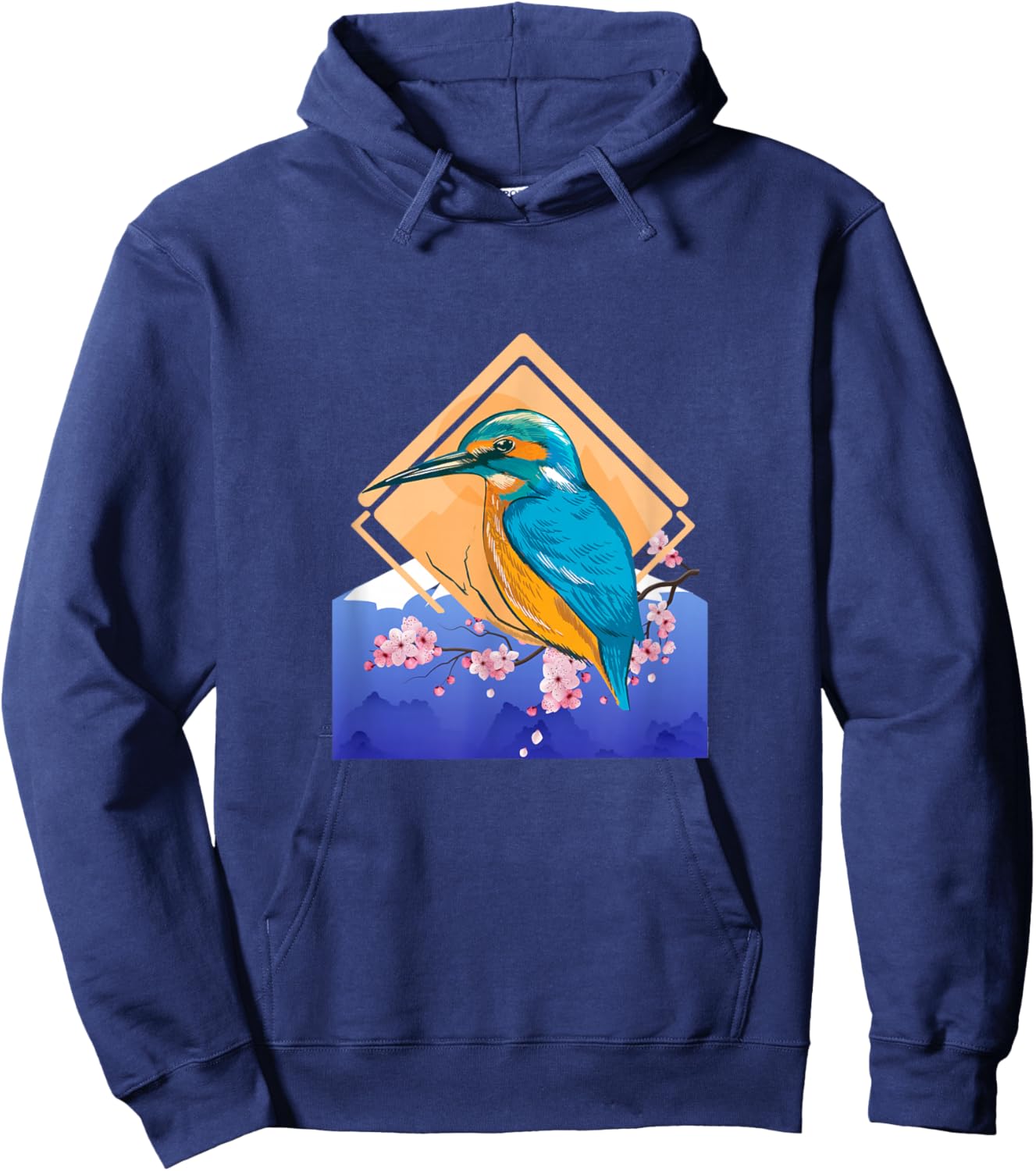 King Fisher Set Over Mountain in Spring Hoodie - Hoodie | Navy