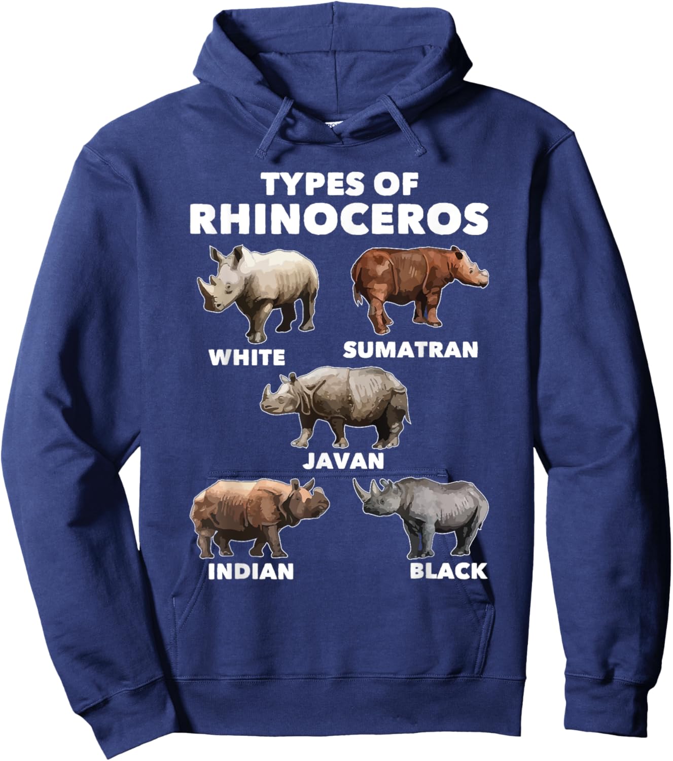 Types Of Rhinoceros - Rhino Safari Lover Zookeeper Zoologist Hoodie - Hoodie | Navy