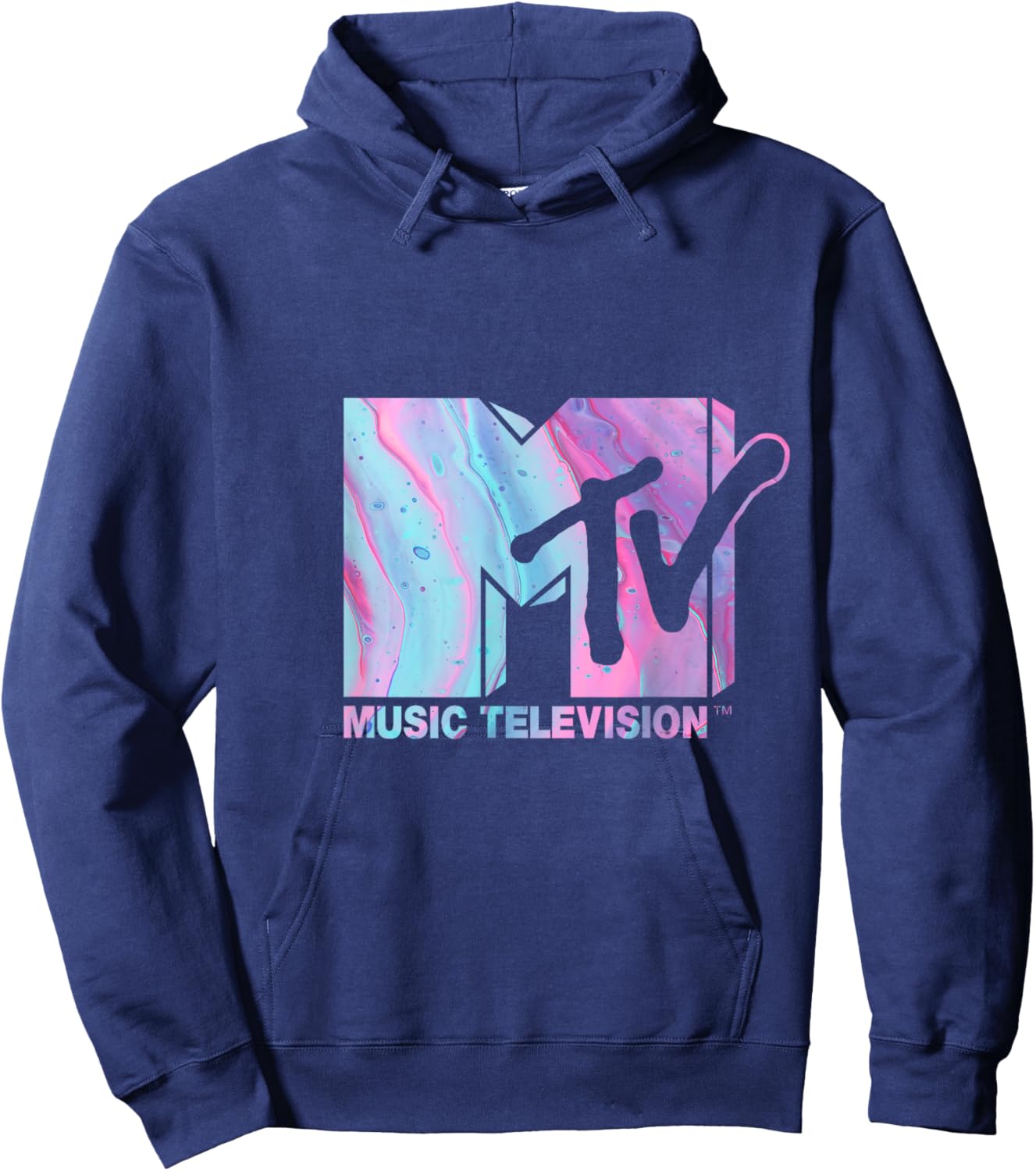 Mademark x MTV - MTV Logo Pink Blue Fluid Hoodie - Hoodie | Navy