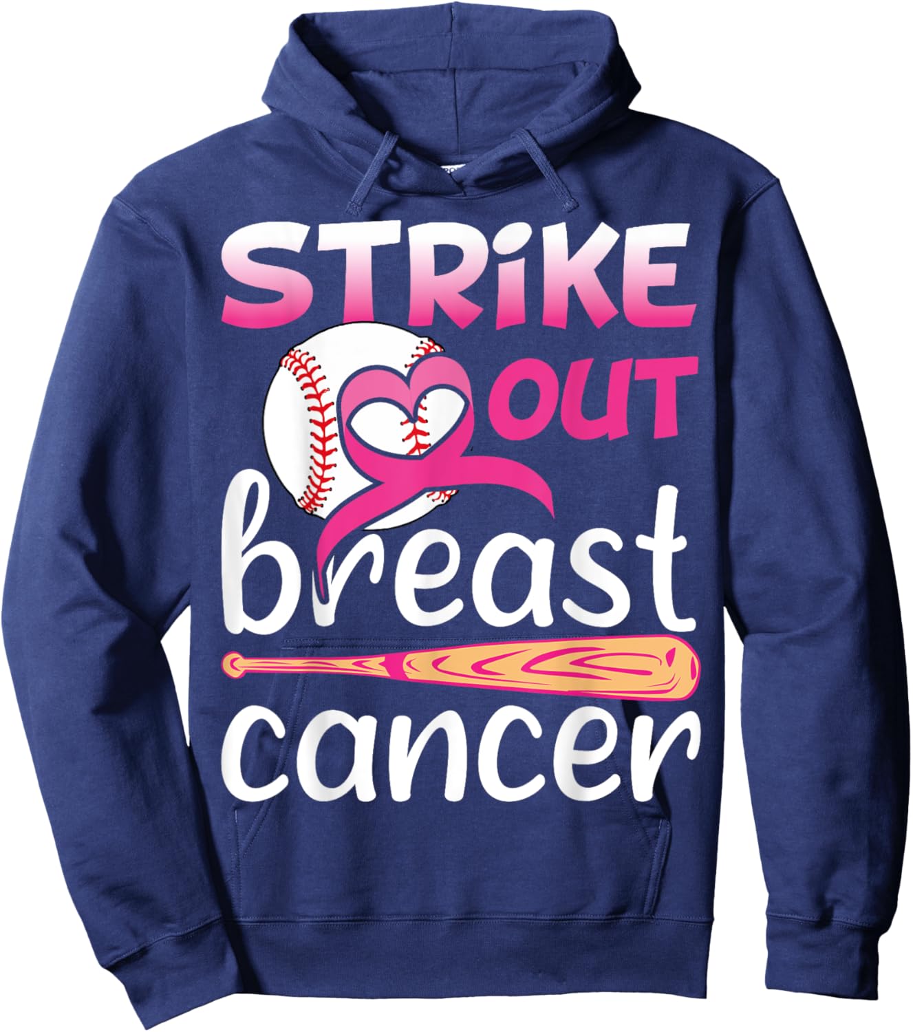 Strike Out Breast Cancer Awareness Baseball Softball Fighter Hoodie - Hoodie | Navy