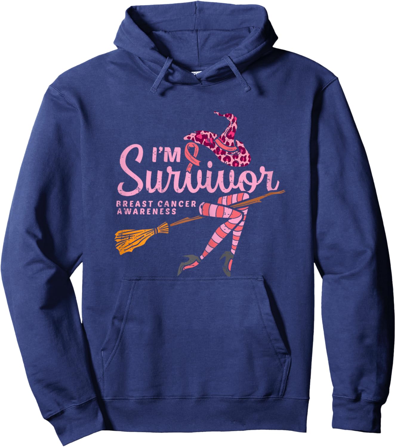 Witch Im A Survivor Halloween Breast Cancer Awareness Women Hoodie - Hoodie | Navy