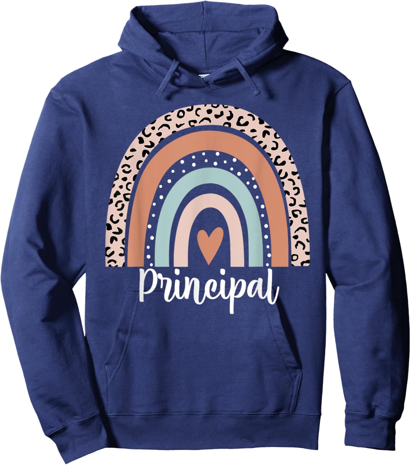 Principal Rainbow Leopard Funny Principal Appreciation Hoodie - Hoodie | Navy