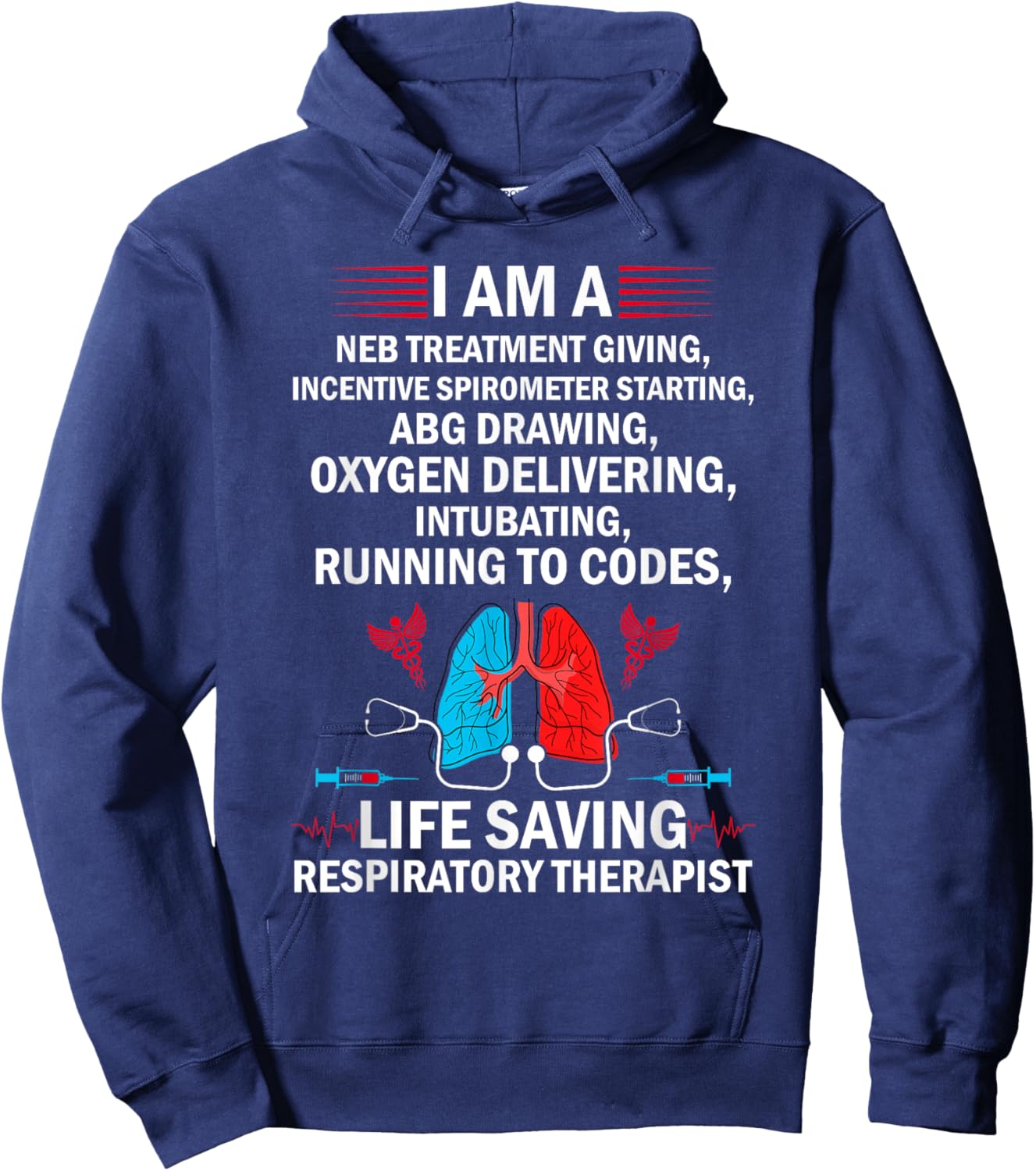 Life Saving Respiratory Therapist Funny Respiratory Therapy Hoodie - Hoodie | Navy